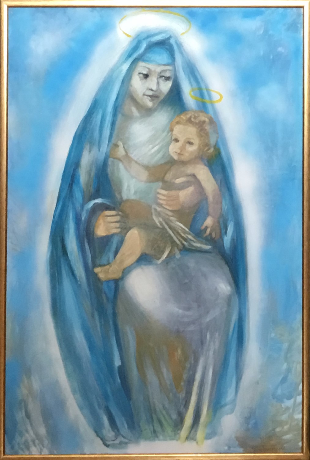 Madonna col Bambino, La Madonna con in grembo Gesù Bambino (dipinto, opera isolata) di Alice Psacaropulo (attribuito) - ambito Italia nord-orientale (inizio XXI)