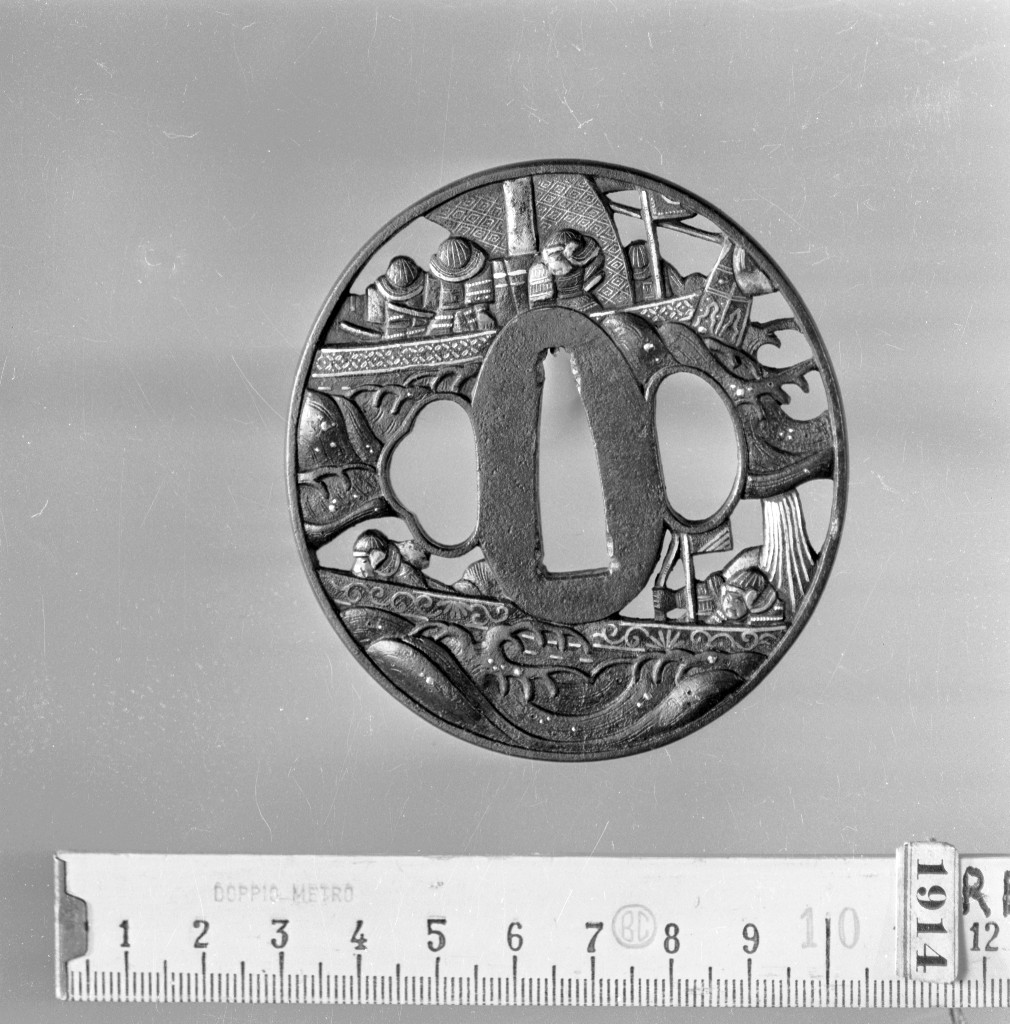 Scena di battaglia navale, battaglia navale (guardia, insieme) - ambito giapponese (XVIII-XIX)