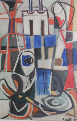 Trinité sur mer, composizione astratta (dipinto, opera isolata) di Birolli Renato - ambito italiano (sec. XX)