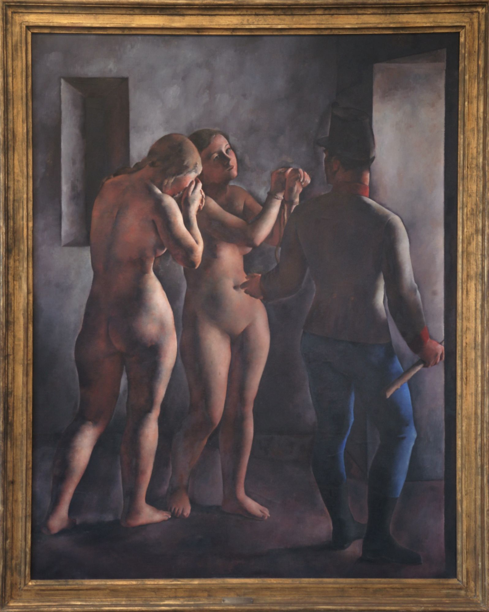 Due ballerine fustigate dall'Austria, scena di interno con figure (dipinto, opera isolata) di Trentini, Guido - ambito italiano (XX)