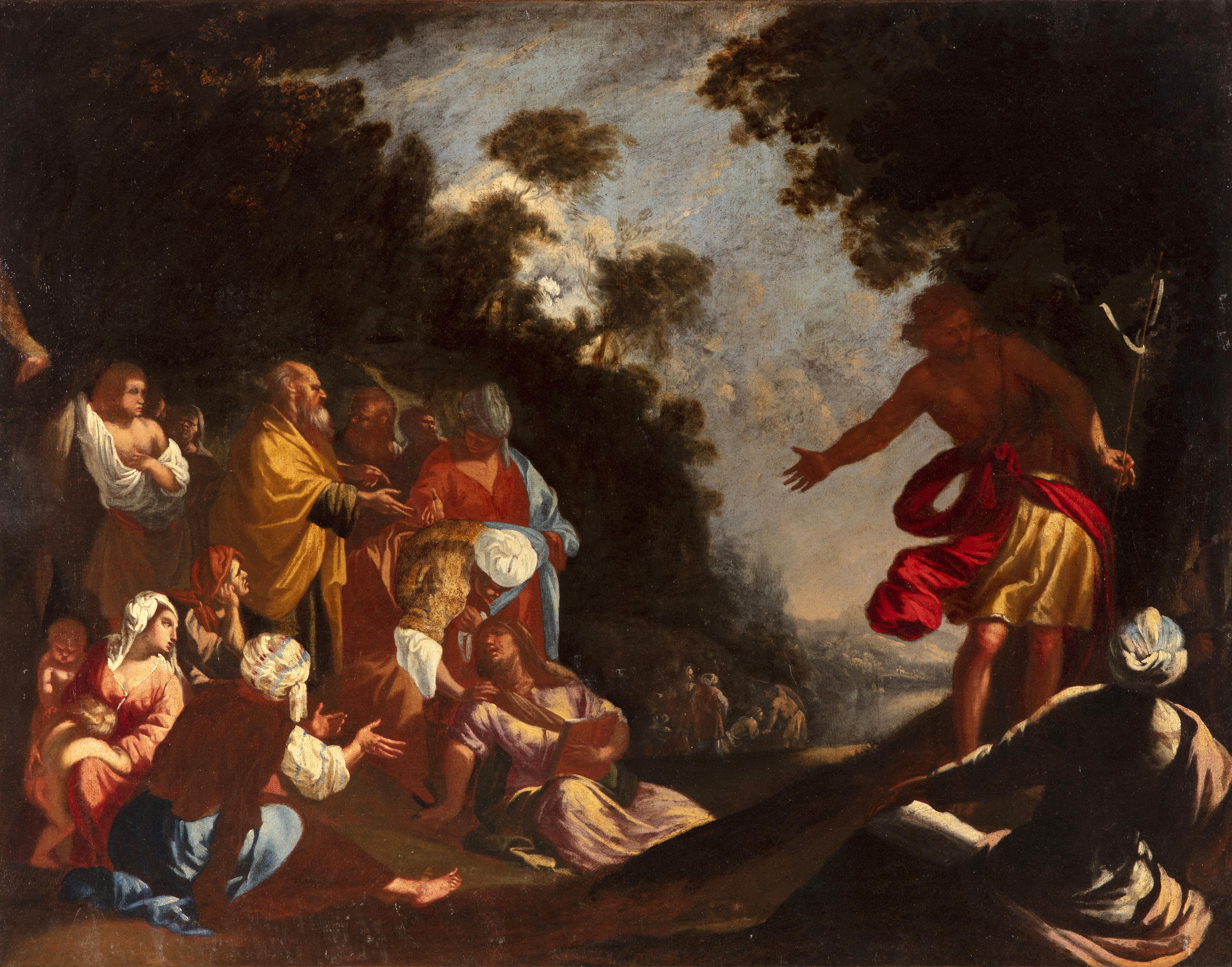 La predica del Battista, La predica del Battista (dipinto, opera isolata) di Camerata Giuseppe (attribuito) - ambito veneziano (fine XVII secolo)