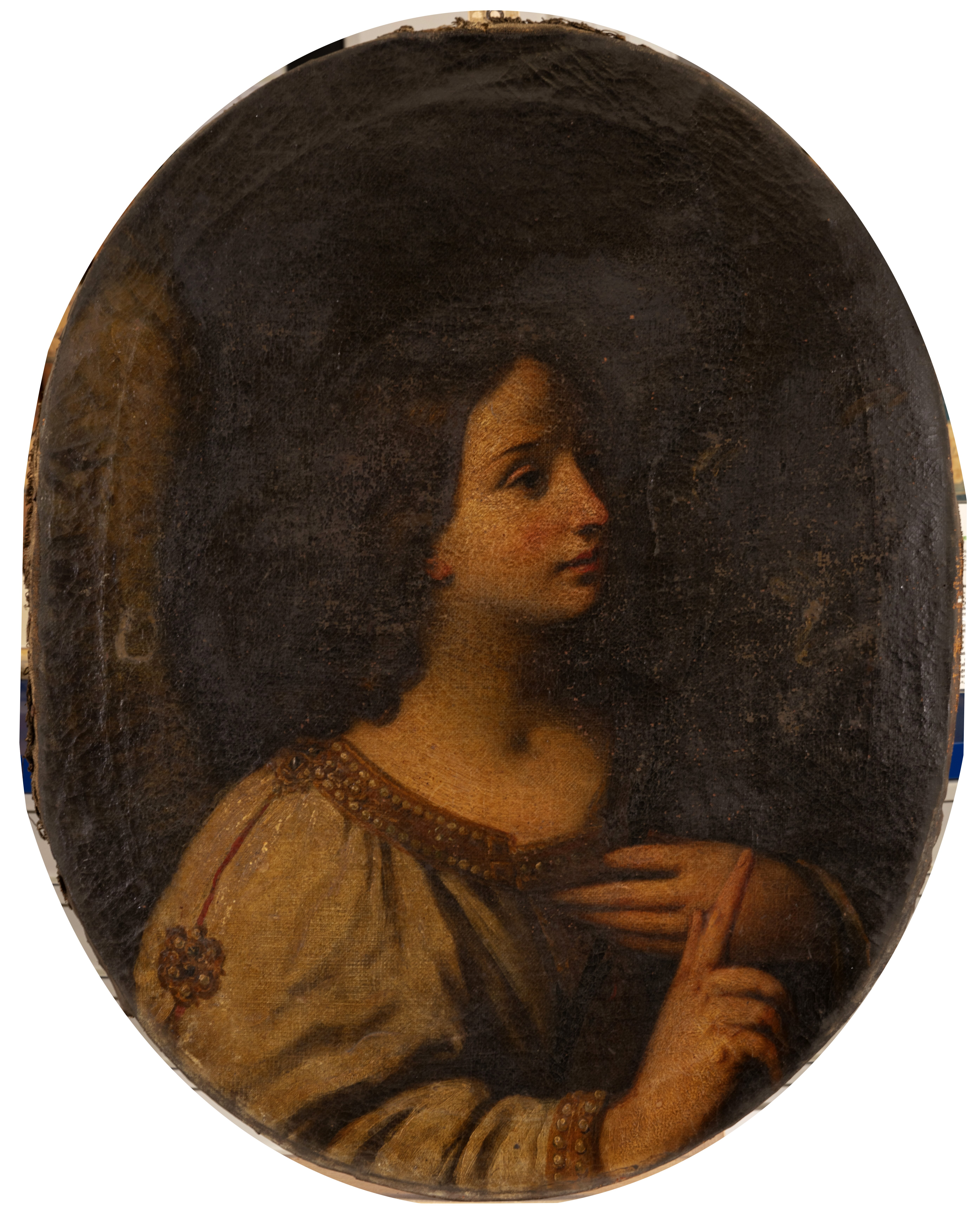 Angelo Annunciante, Angelo Annunciante (dipinto, pendant) di Reni Guido (maniera) - ambito emiliano (ca XVIII secolo)