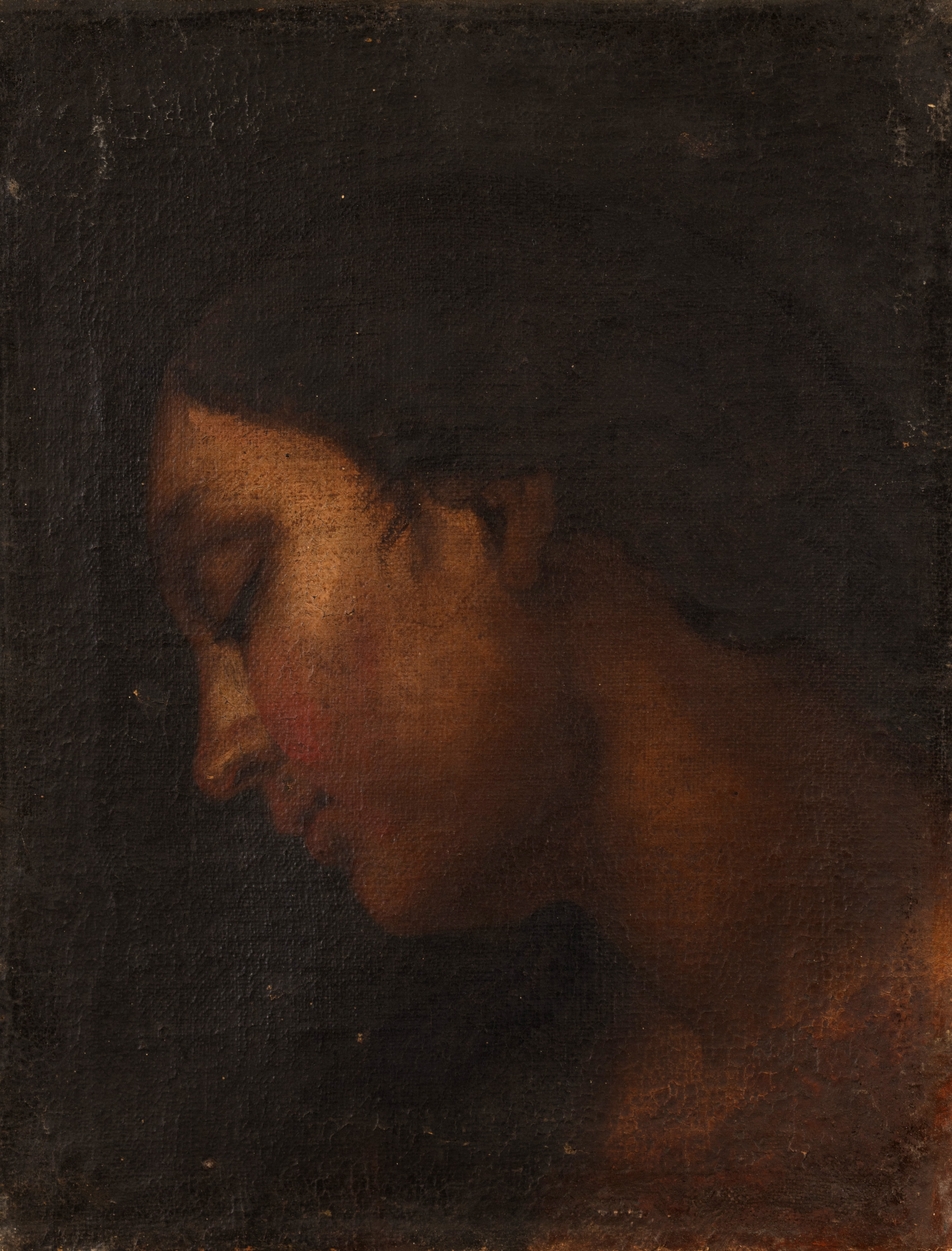 Testa femminile di profilo, Testa femminile di profilo (dipinto, opera isolata) di Piazzetta Giovanni Battista (maniera) - ambito veneto (seconda metà XVIII secolo)