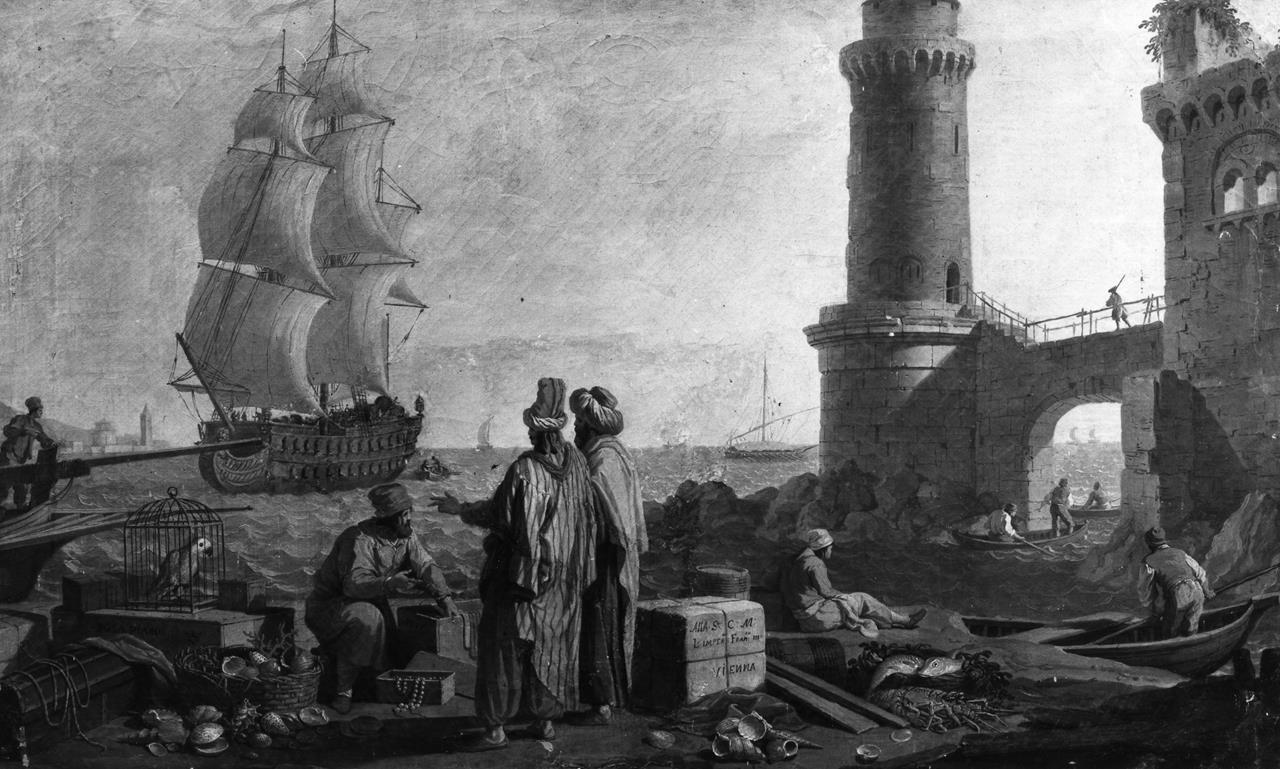 veduta del porto di Livorno (dipinto) di Zocchi Giuseppe (XVIII)