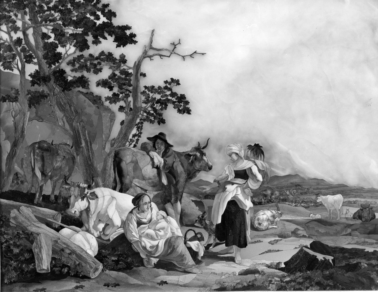 riposo dei pastori (lastra) - manifattura fiorentina (XIX)