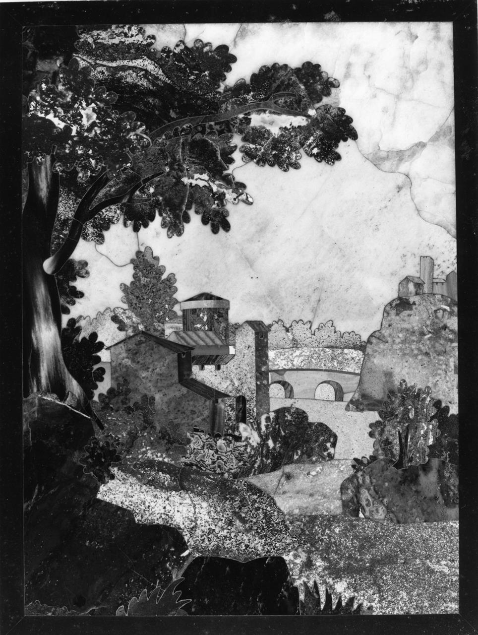 paesaggio con ponte (formella) - manifattura di Praga (inizio XVII)