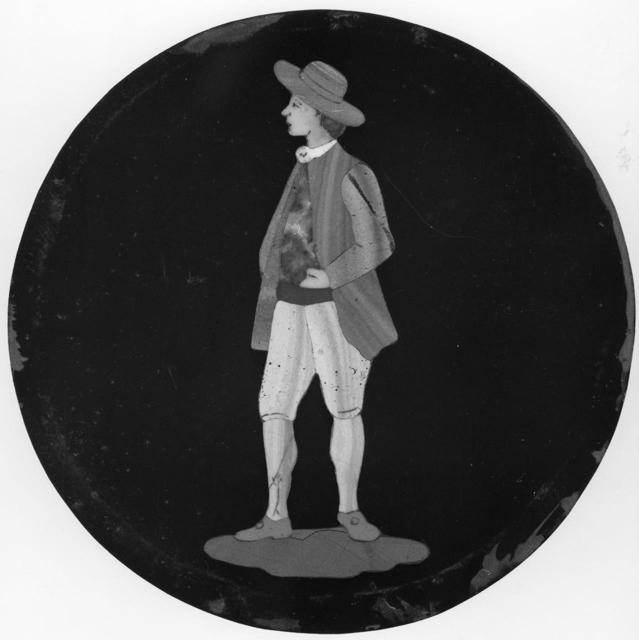 uomo con costume del secolo XVIII (formella) - manifattura granducale (XVIII)