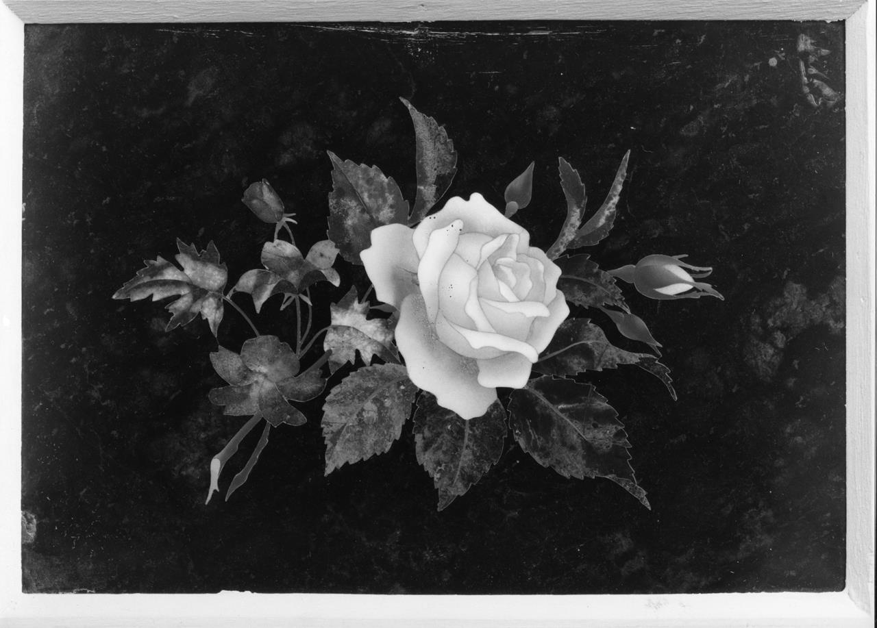 rosa e fiori di campo (formella) - manifattura fiorentina (XIX)