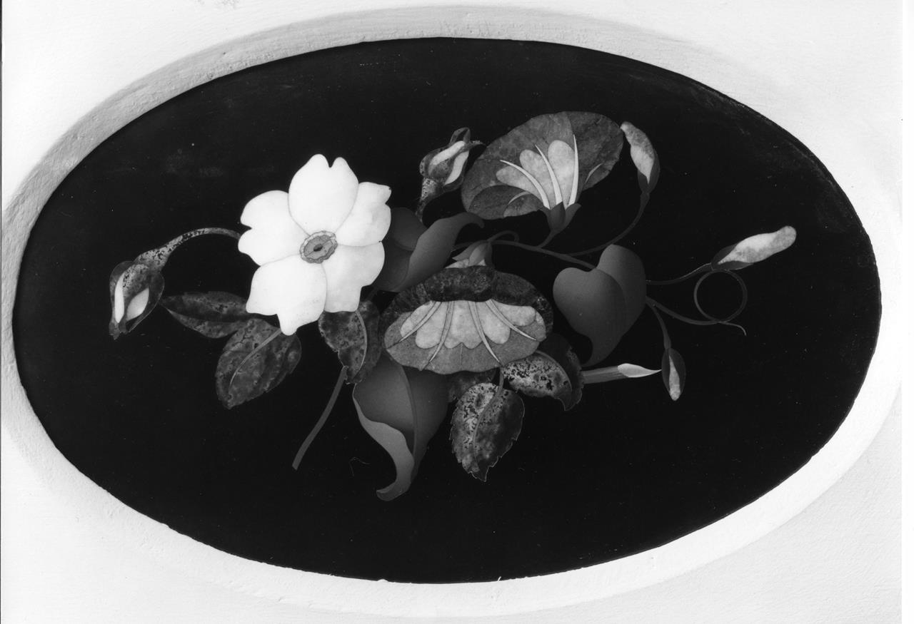 convolvoli 3 rosa di macchia (formella) - manifattura fiorentina (XIX)