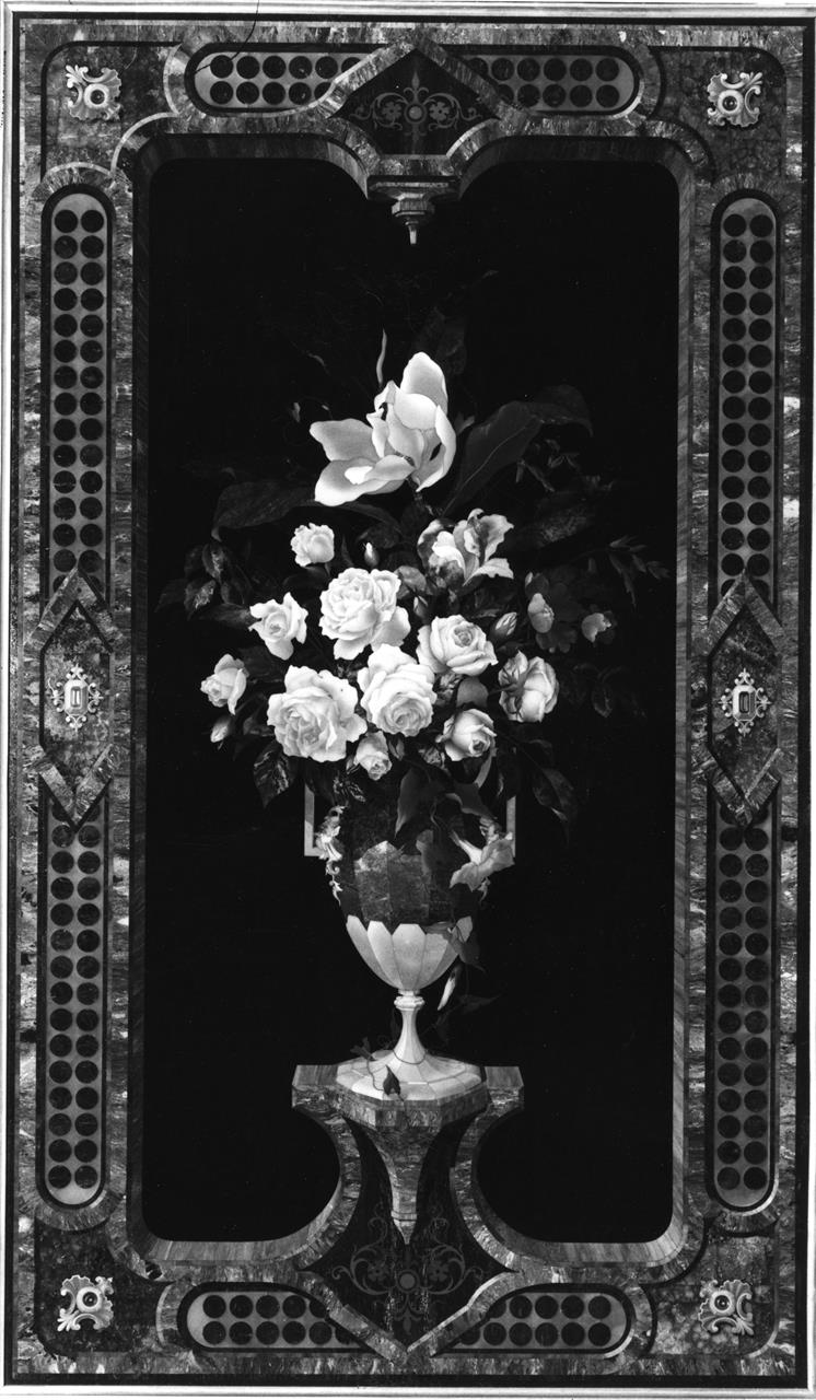 Vaso di fiori e cornice (formella) - manifattura fiorentina (XIX)