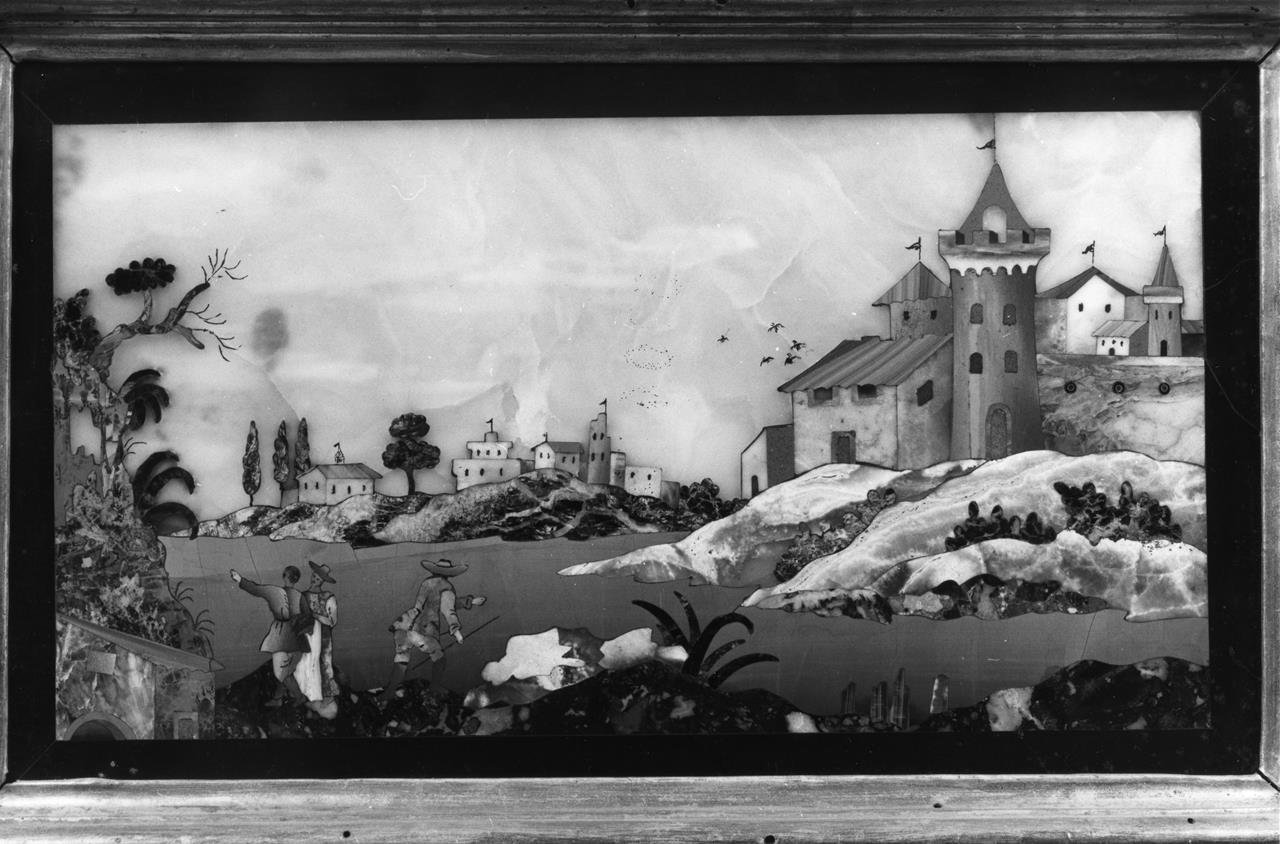 Paesaggio (formella) - manifattura granducale (fine/ inizio XVII-XVIII)