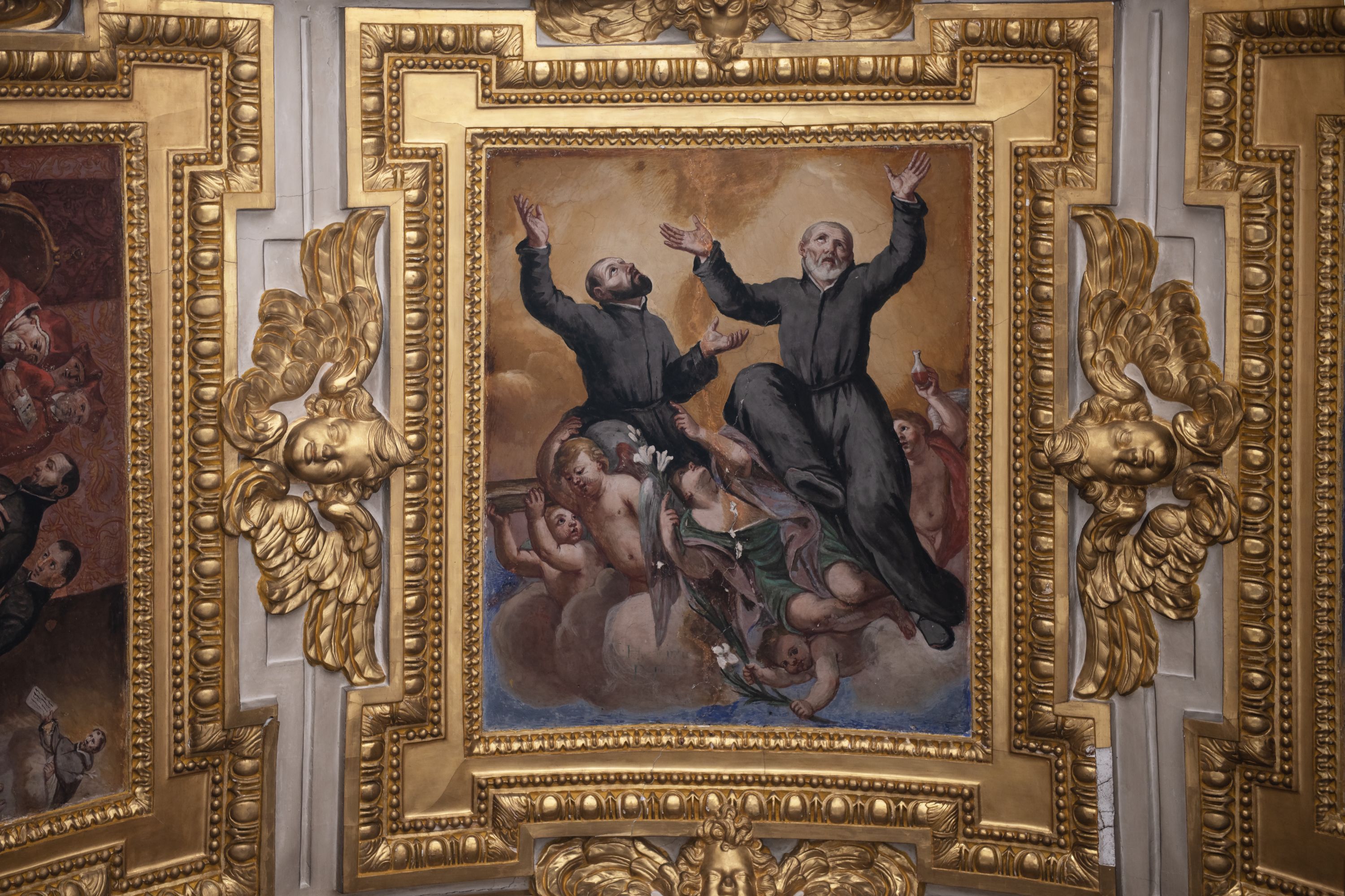 San Gaetano da Thiene e Sant'Andrea Avellino (decorazione plastico-pittorica, elemento d'insieme) di De Popoli Giacinto (sec. XVII)