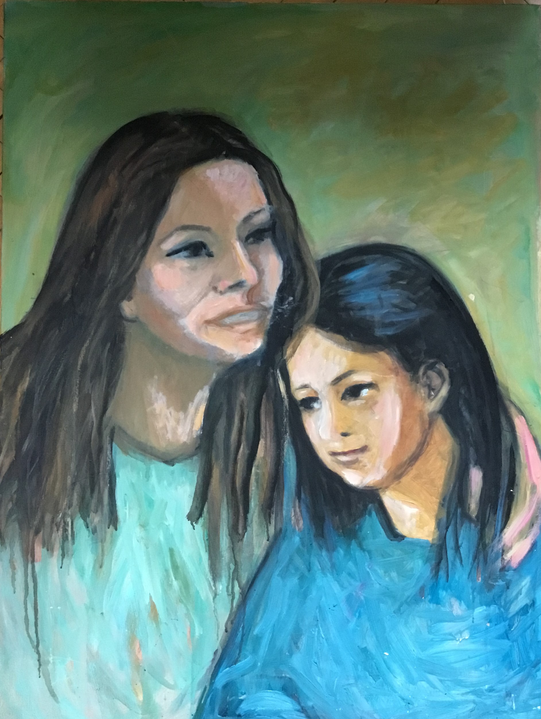 Doppio ritratto femminile (madre e figlia?), Doppio ritratto femminile (dipinto) di Alice Psacaropulo (attribuito) - ambito Italia nord-orientale (inizio XXI)