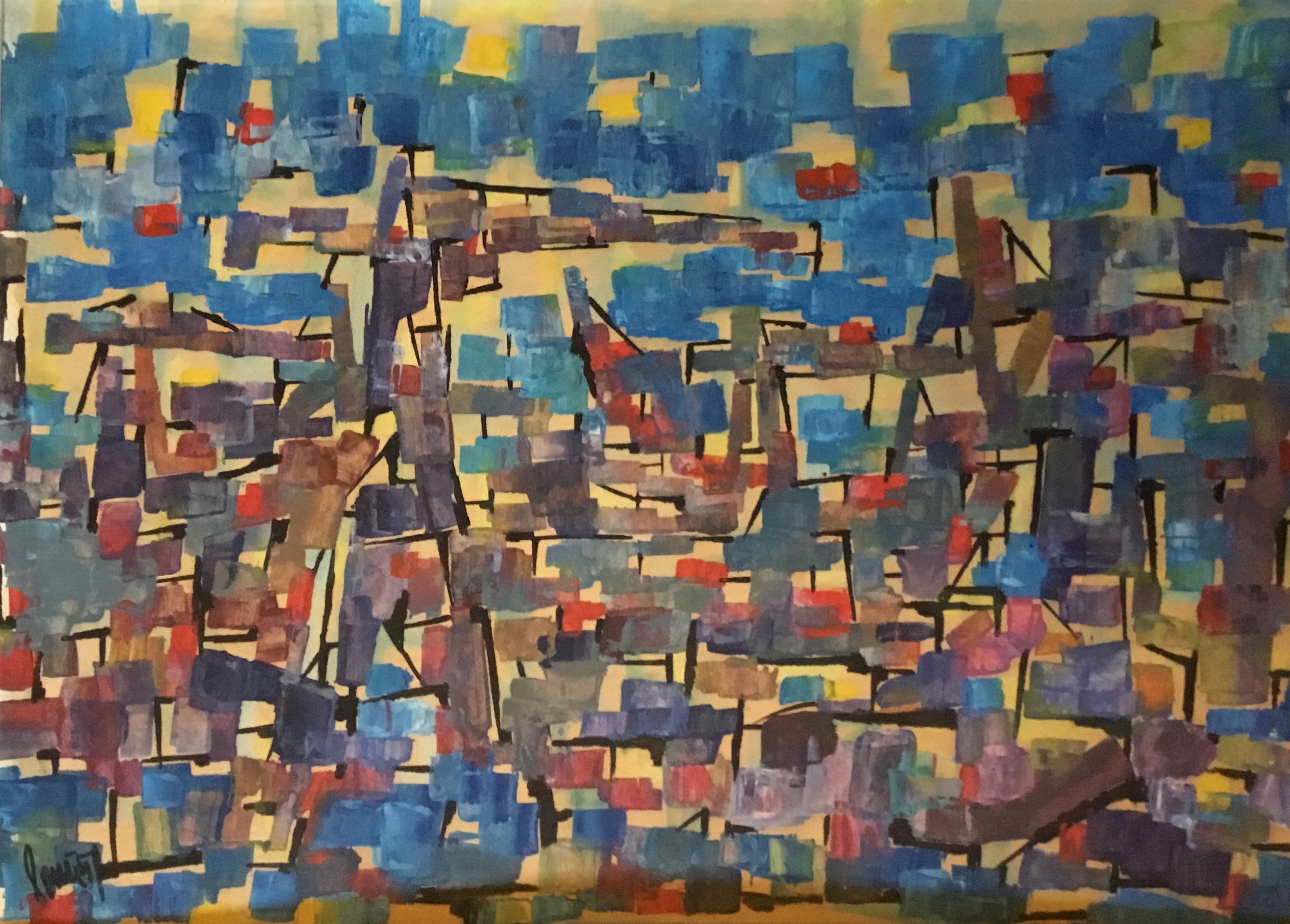 Senza titolo, rappresentazione astratta (dipinto, opera isolata) di Bruno Ponte (attribuito) - ambito Italia nord-orientale (metà XX)