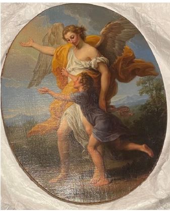 L'angelo custode, Tobia e l'arcangelo (dipinto) di Batoni Pompeo Girolamo (XVIII)