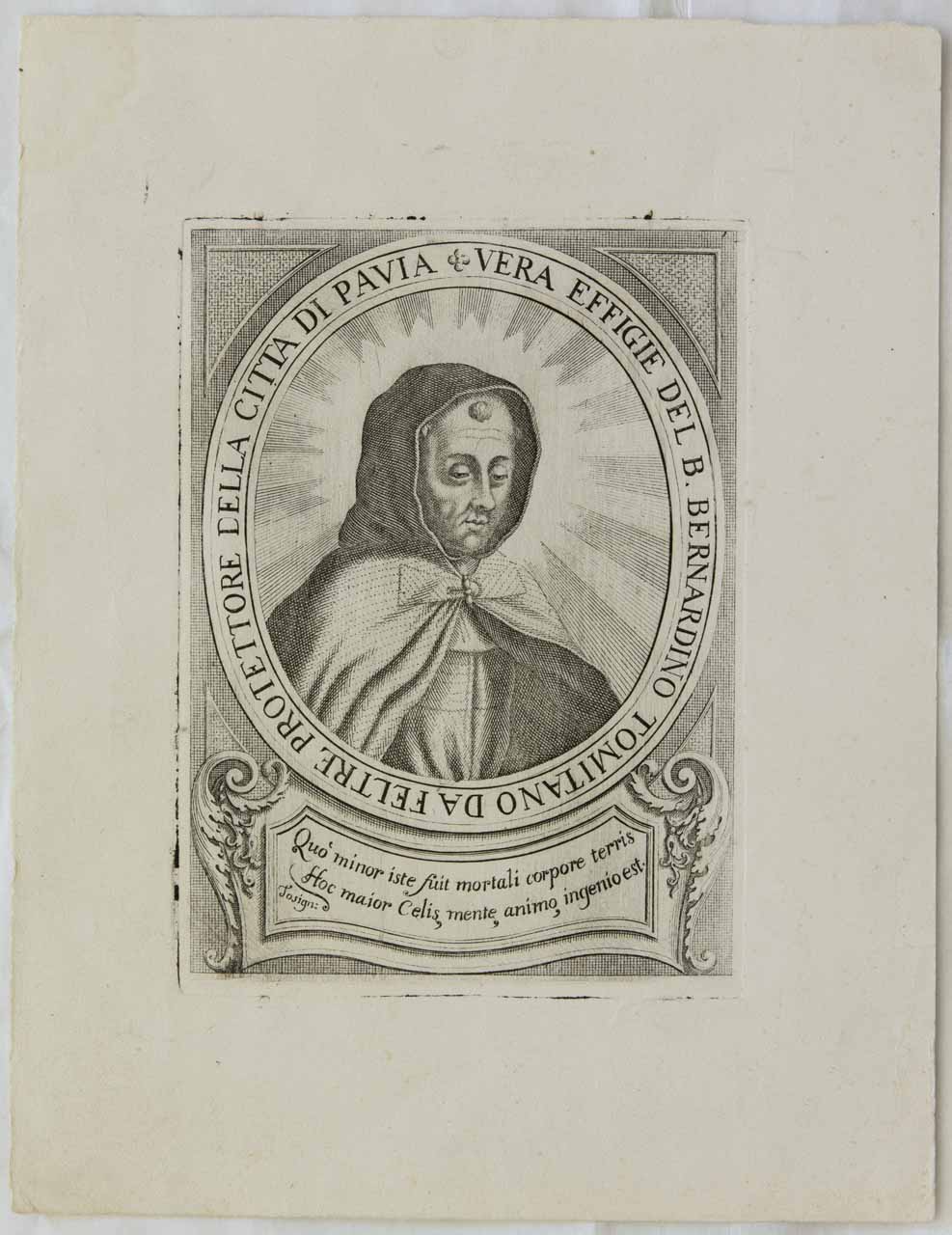 Ritratto del beato Bernardino Tomitano da Feltre (stampa smarginata) di Zucchi Andrea (attribuito) - ambito veneto (sec. XVIII)