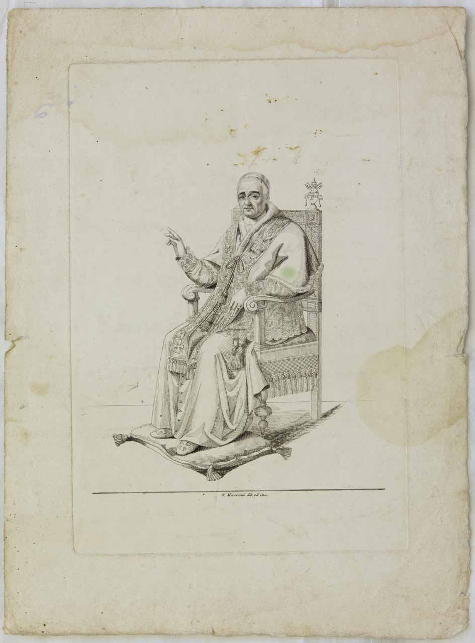 Ritratto di Gregorio XVI papa benedicente (stampa) di Marroni Salvatore - ambito romano (sec. XIX)