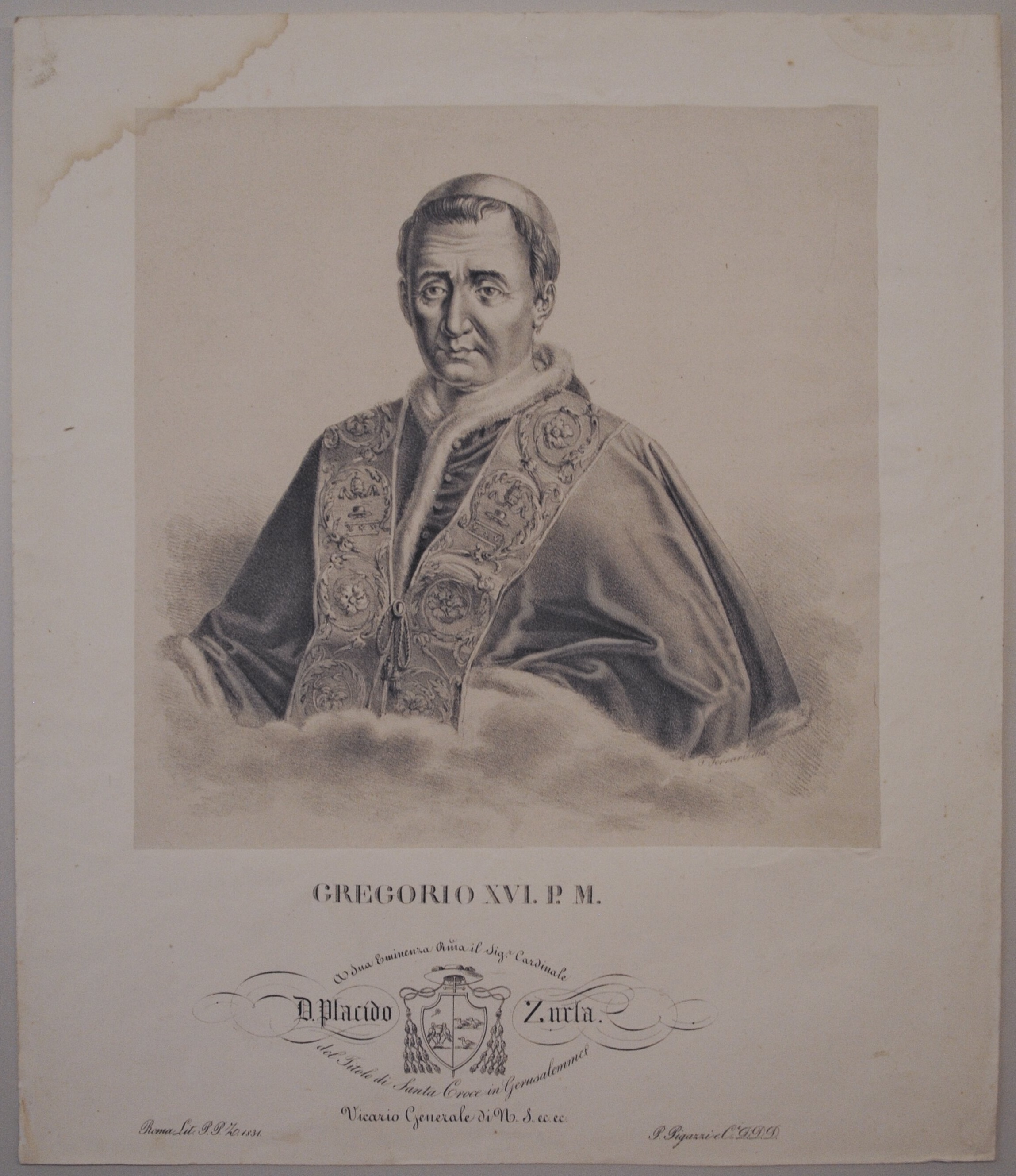 Ritratto di Gregorio XVI papa (stampa) di Ferrari, Filippo - ambito romano (sec. XIX)