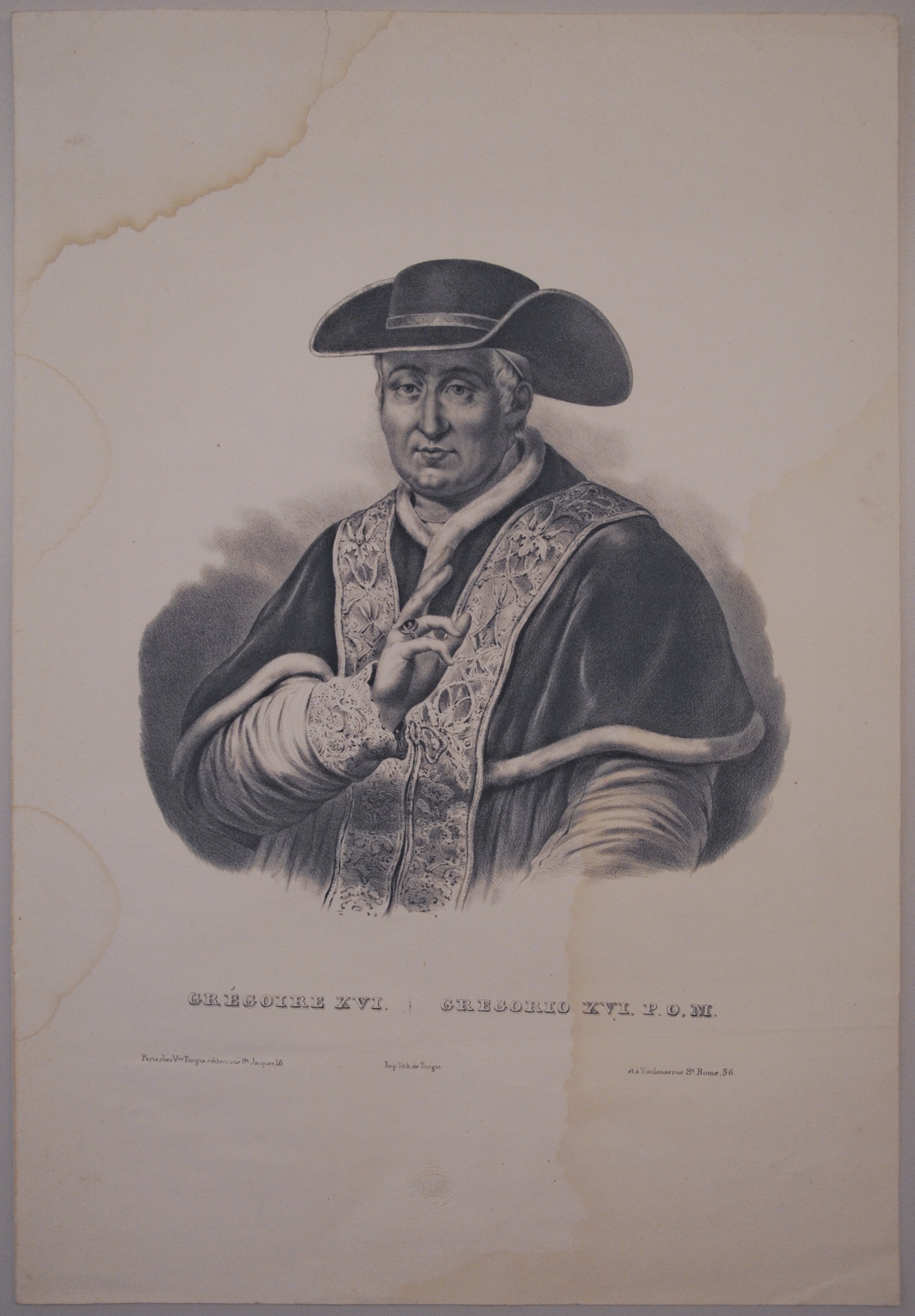 Ritratto di Gregorio XVI papa (stampa) di Marroni Salvatore - ambito francese (sec. XIX)