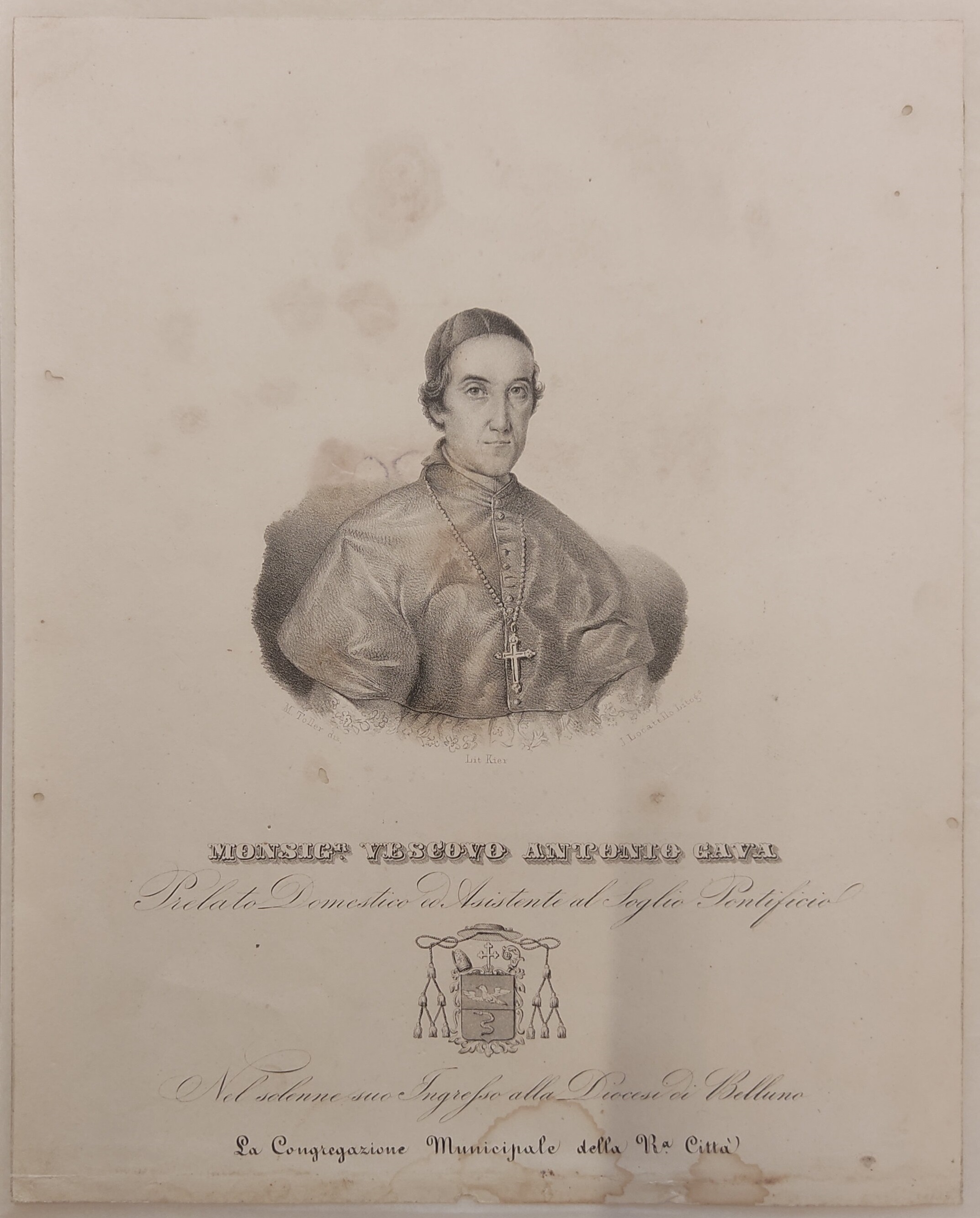 Ritratto di Antonio Gava vescovo di Belluno (stampa) di Toller Melchiorre, Locatello J - ambito veneto (sec. XIX)