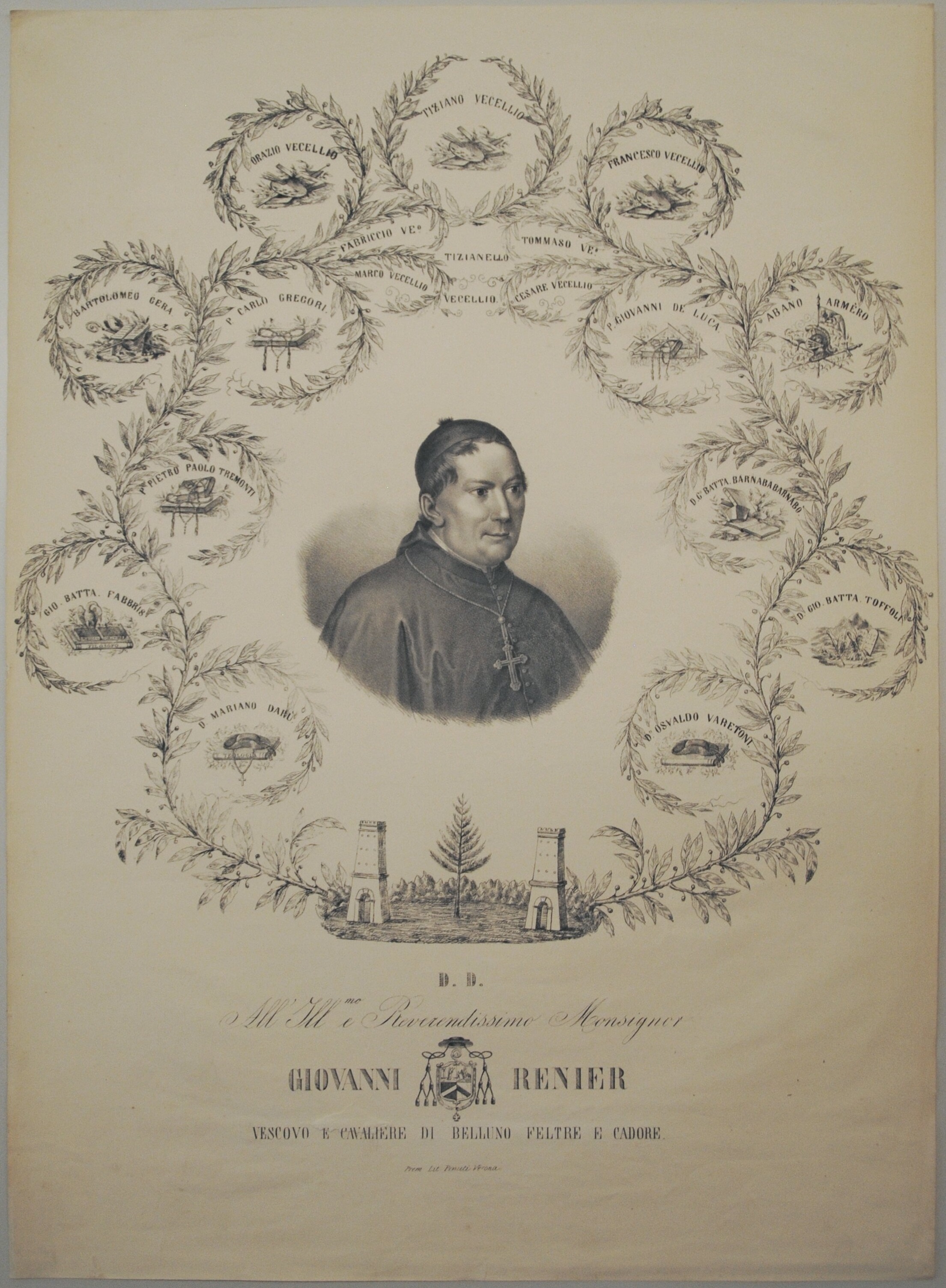 Ritratto di Giovanni Renier vescovo di Belluno (stampa) - ambito veneto (sec. XIX)