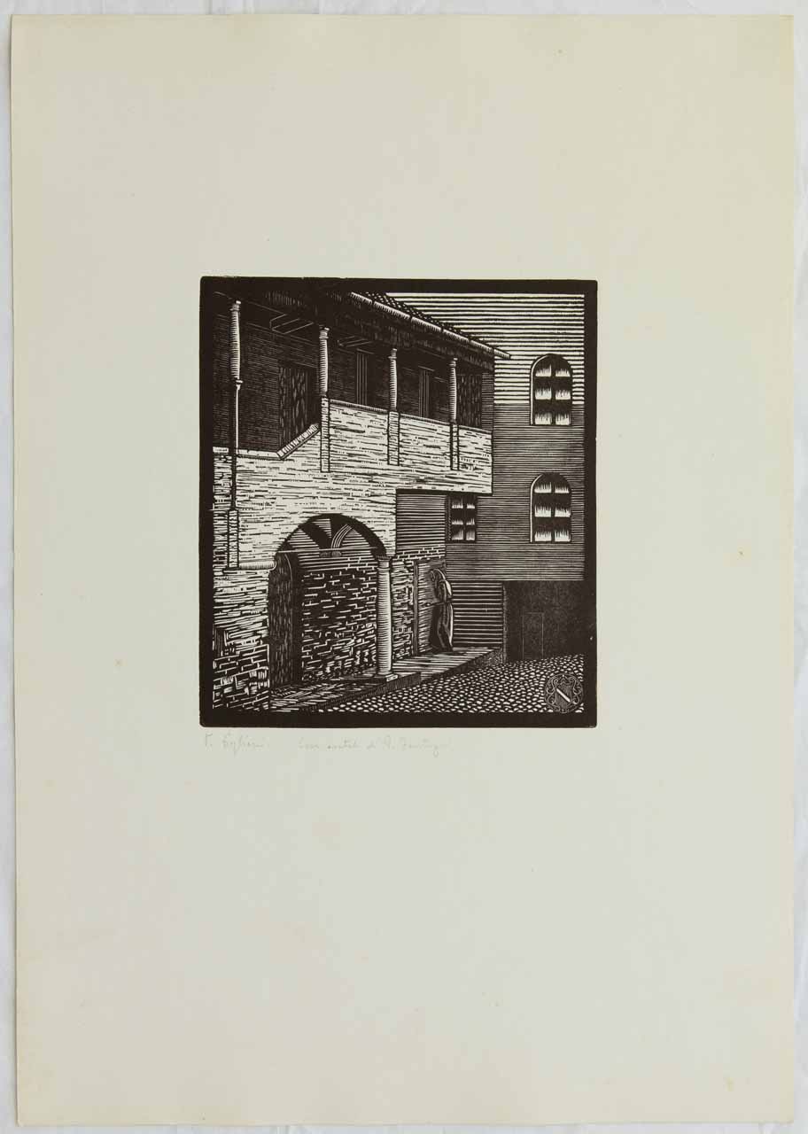 Casa natale di Giuseppe Fantuzzi a Belluno (stampa) di Doglioni Virginio Andrea - ambito bellunese (secondo quarto sec. XX)