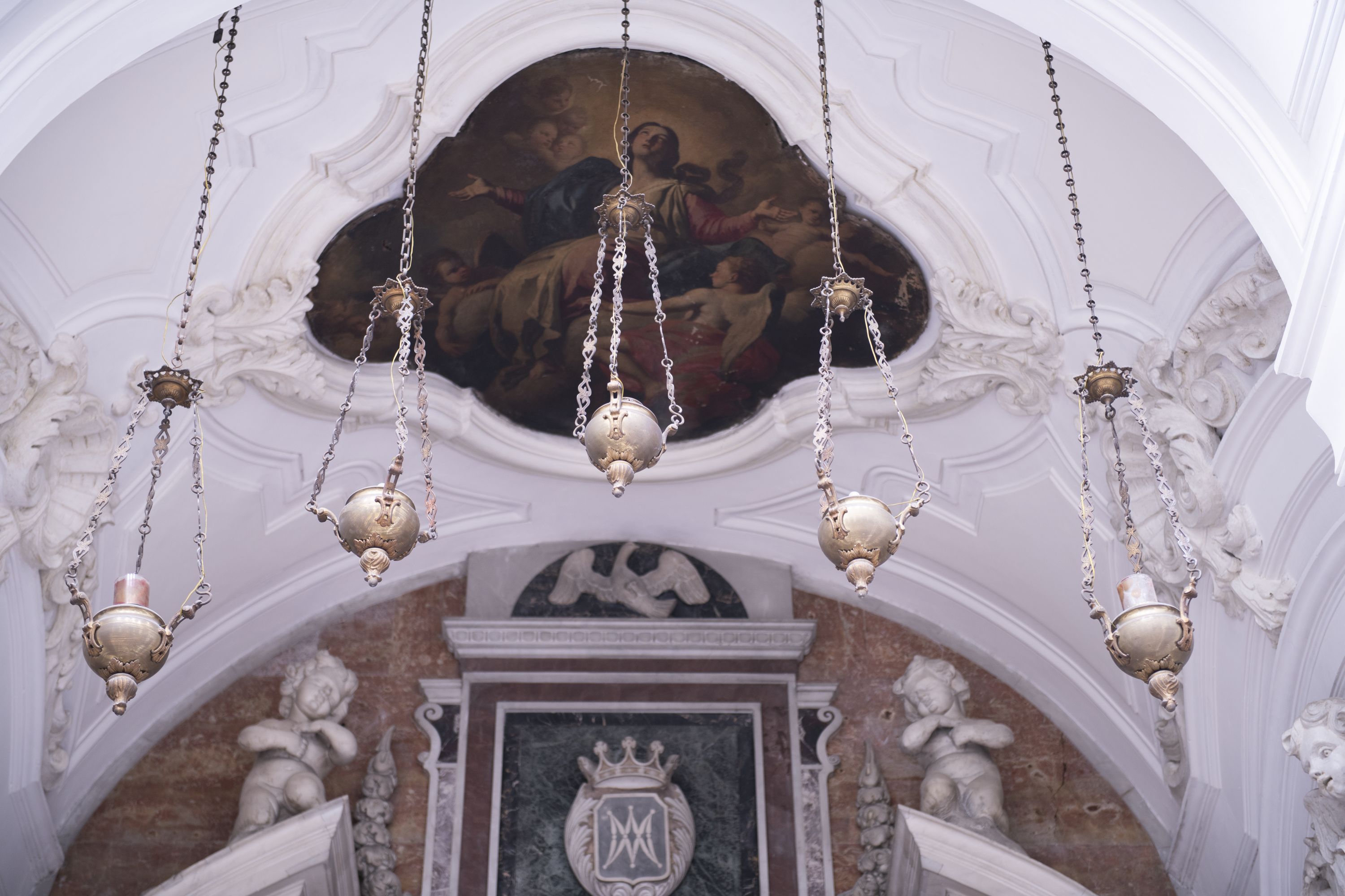 lampada pensile, serie - bottega napoletana (seconda metà sec. XIX)