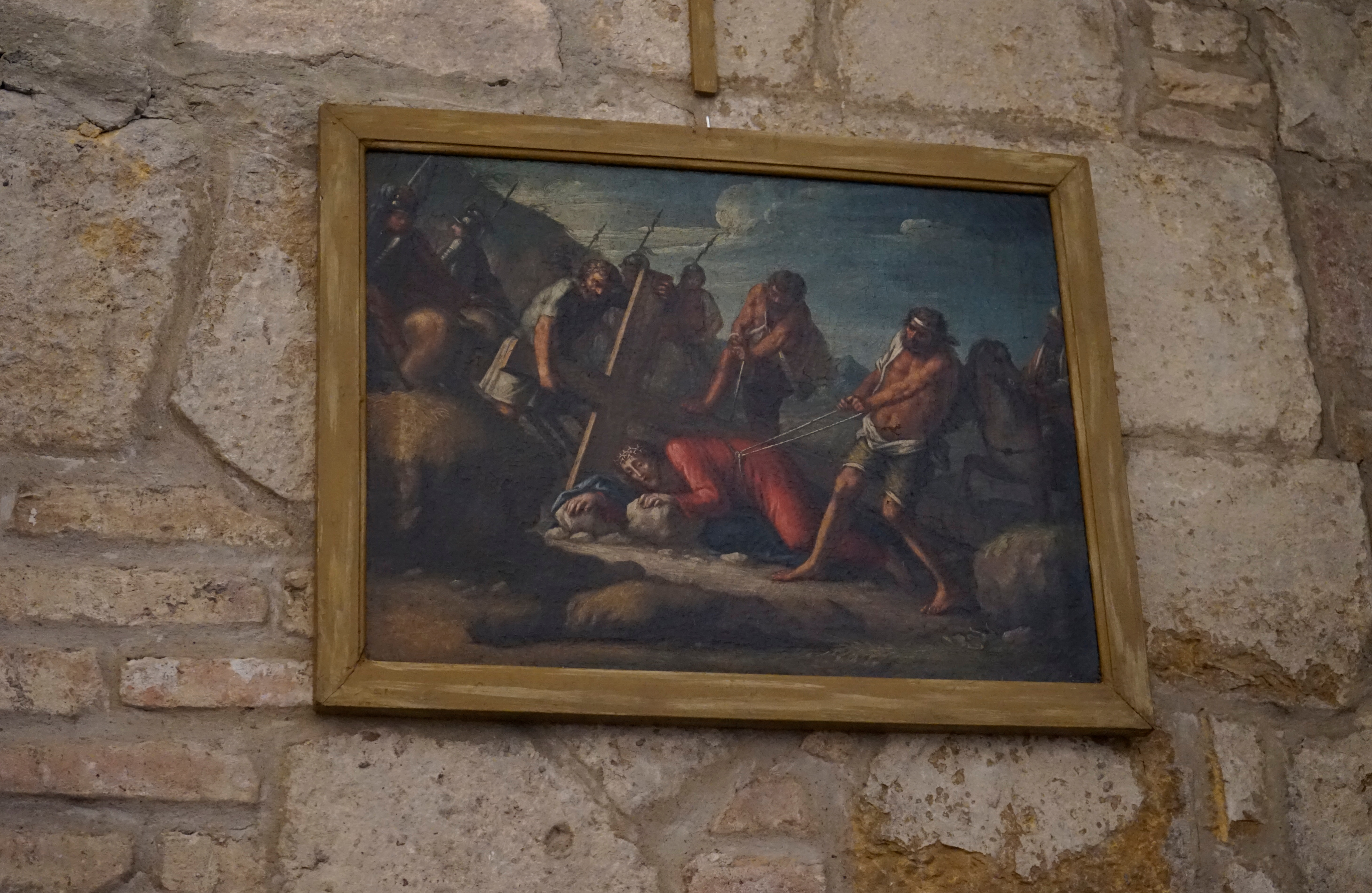 stazione VII: Gesù cade sotto la croce la seconda volta (dipinto) - ambito italiano (sec. XVIII)