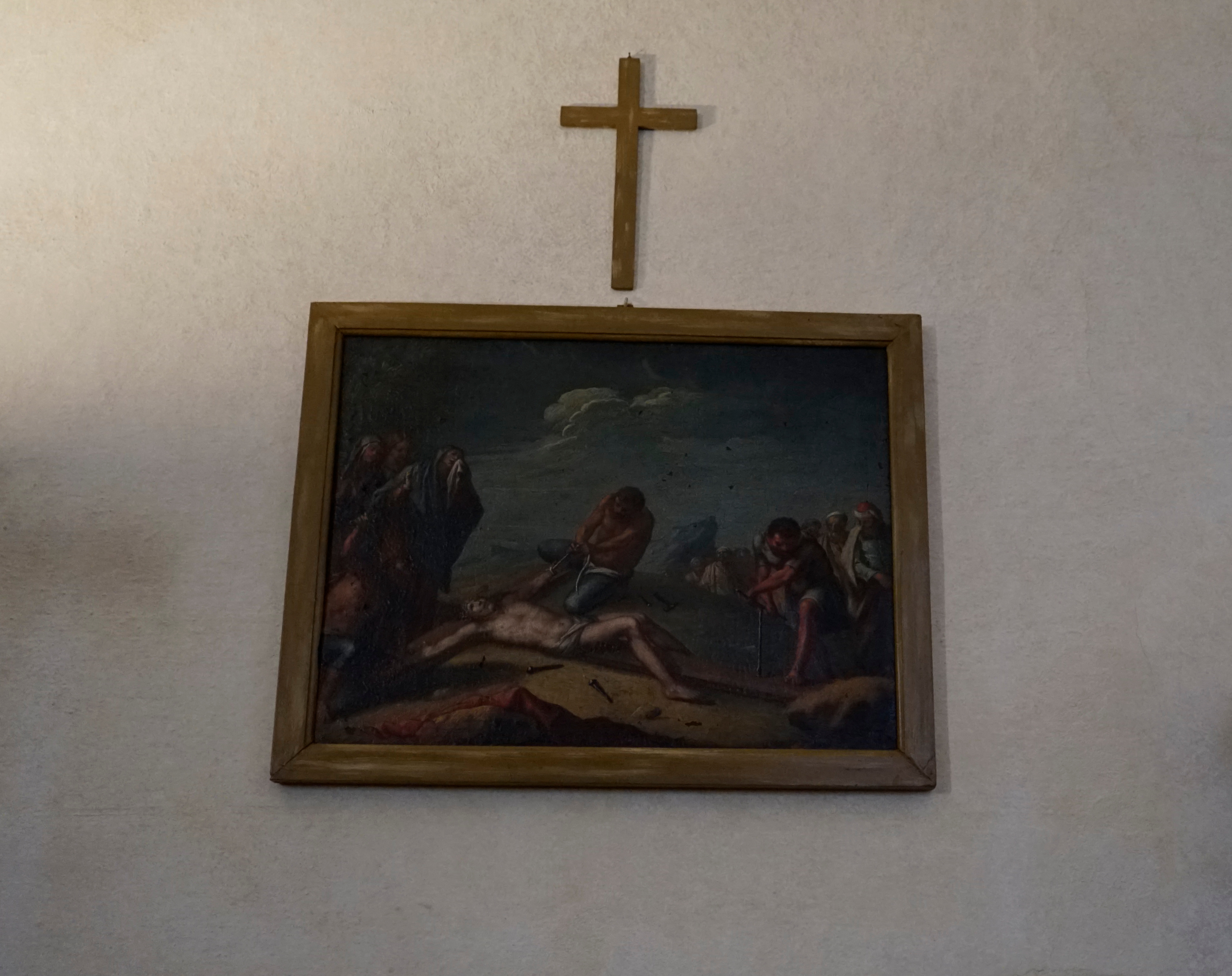 stazione XI: Gesù inchiodato alla croce (dipinto) - ambito italiano (sec. XVIII)