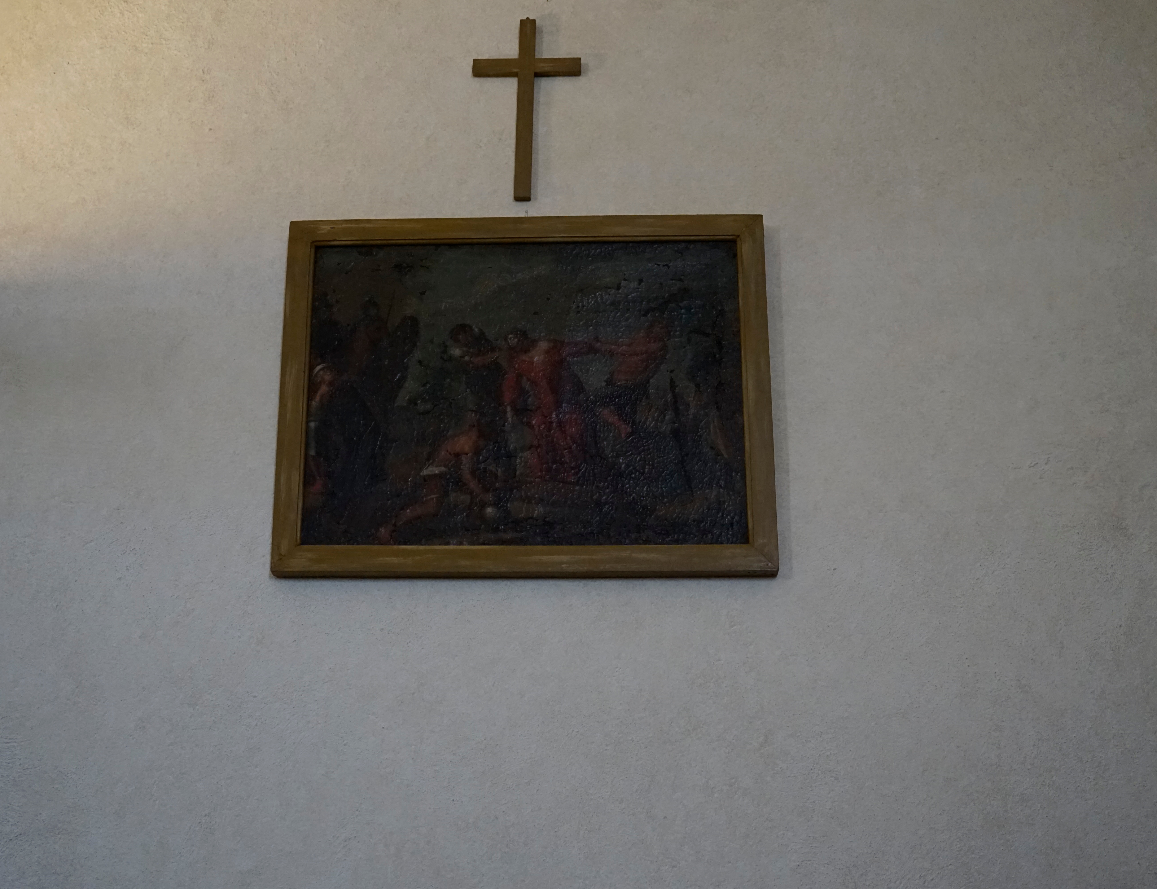 stazione X: Gesù spogliato e abbeverato di fiele (dipinto) - ambito italiano (sec. XVIII)