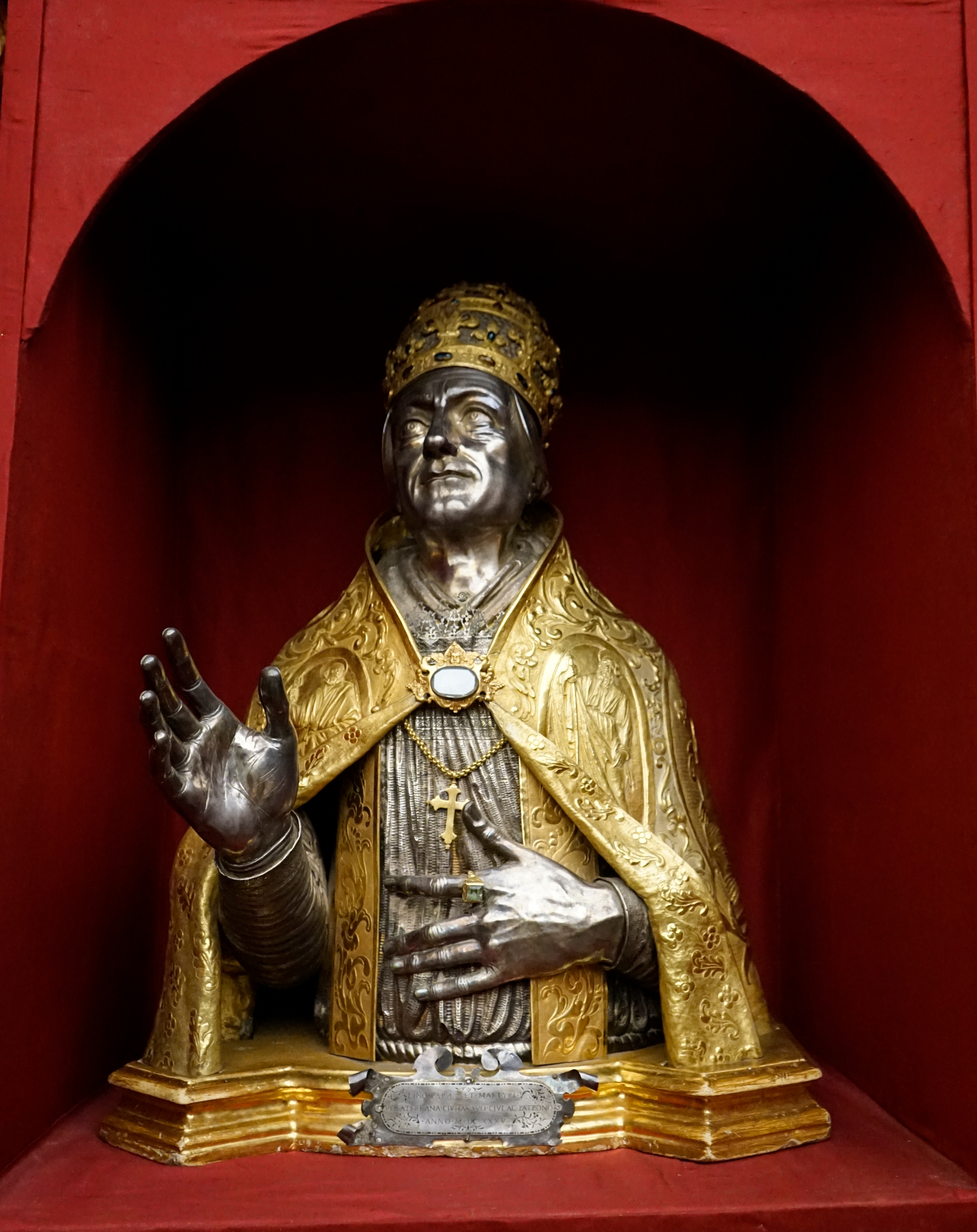 San Lino papa, San Lino papa (reliquiario - a busto) - bottega fiorentina (sec. XVII)