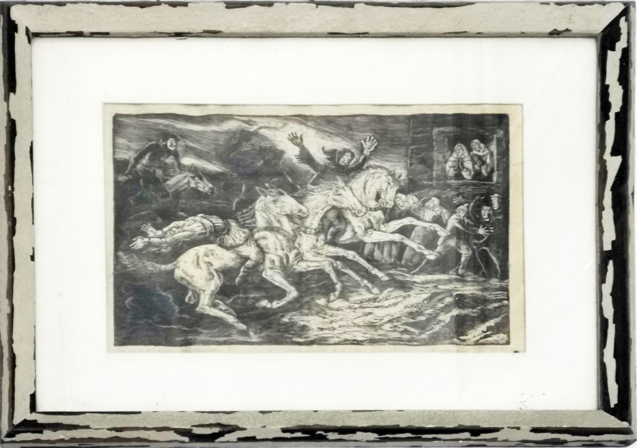 La mascherata dell'Apocalisse, festa popolare (stampa) di Delitala Mario, Delitala Mario, Delitala Mario (secondo quarto XX)