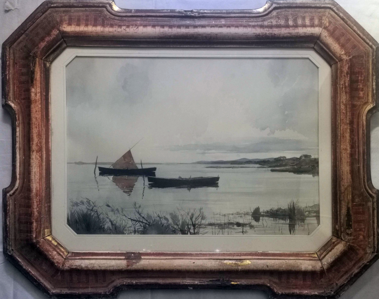 paesaggio lacustre (dipinto, opera isolata) di Dessy Stanis (secondo quarto XX)