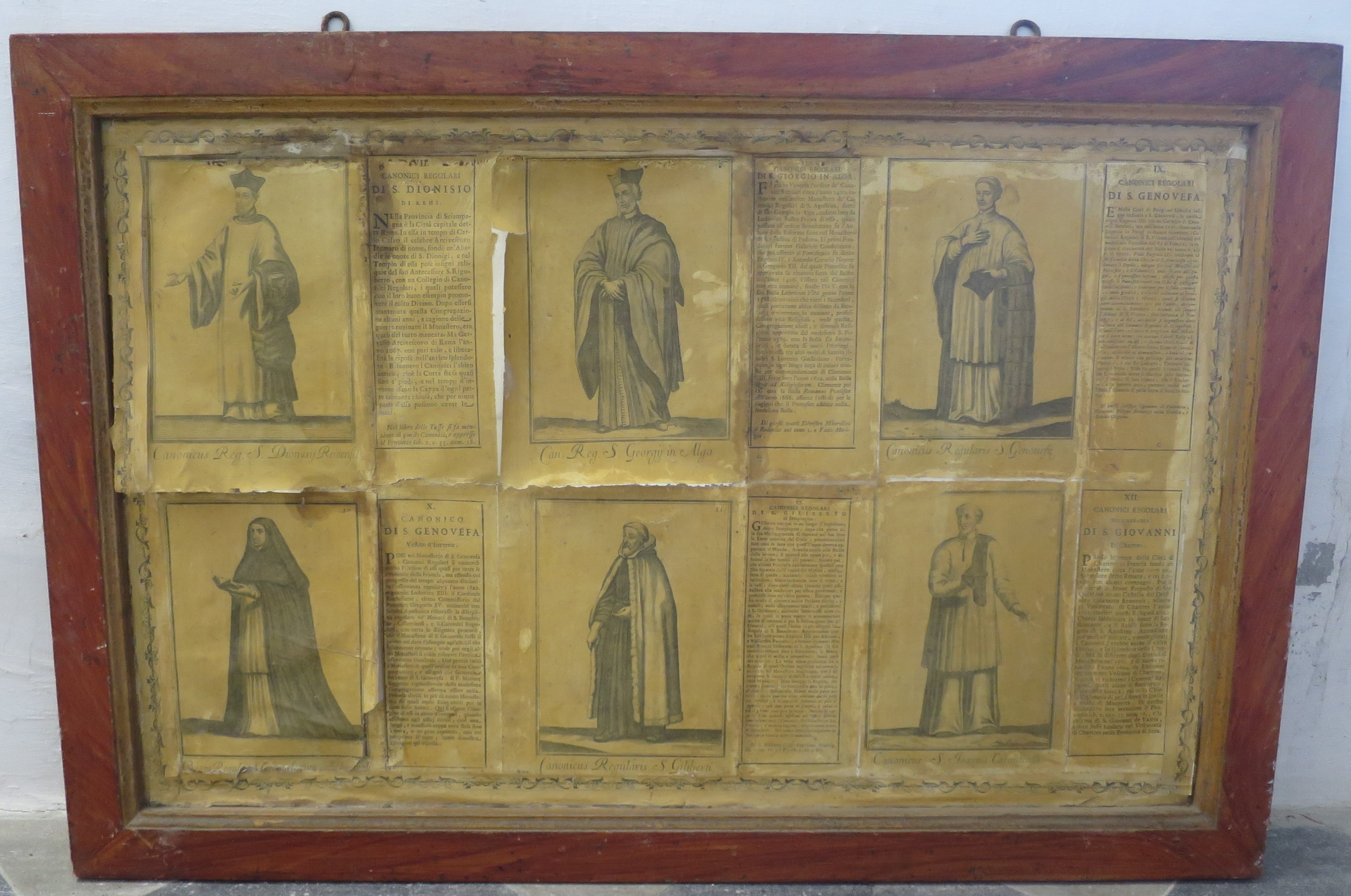 Ordini religiosi della chiesa militante, Canonici Regolari di S. Dionisio, S. Giorgio in Alga, S. Genoveffa, S. Giliberto e S. Giovanni (montaggio di stampe, serie) di Bonanni Filippo (primo quarto XVIII)