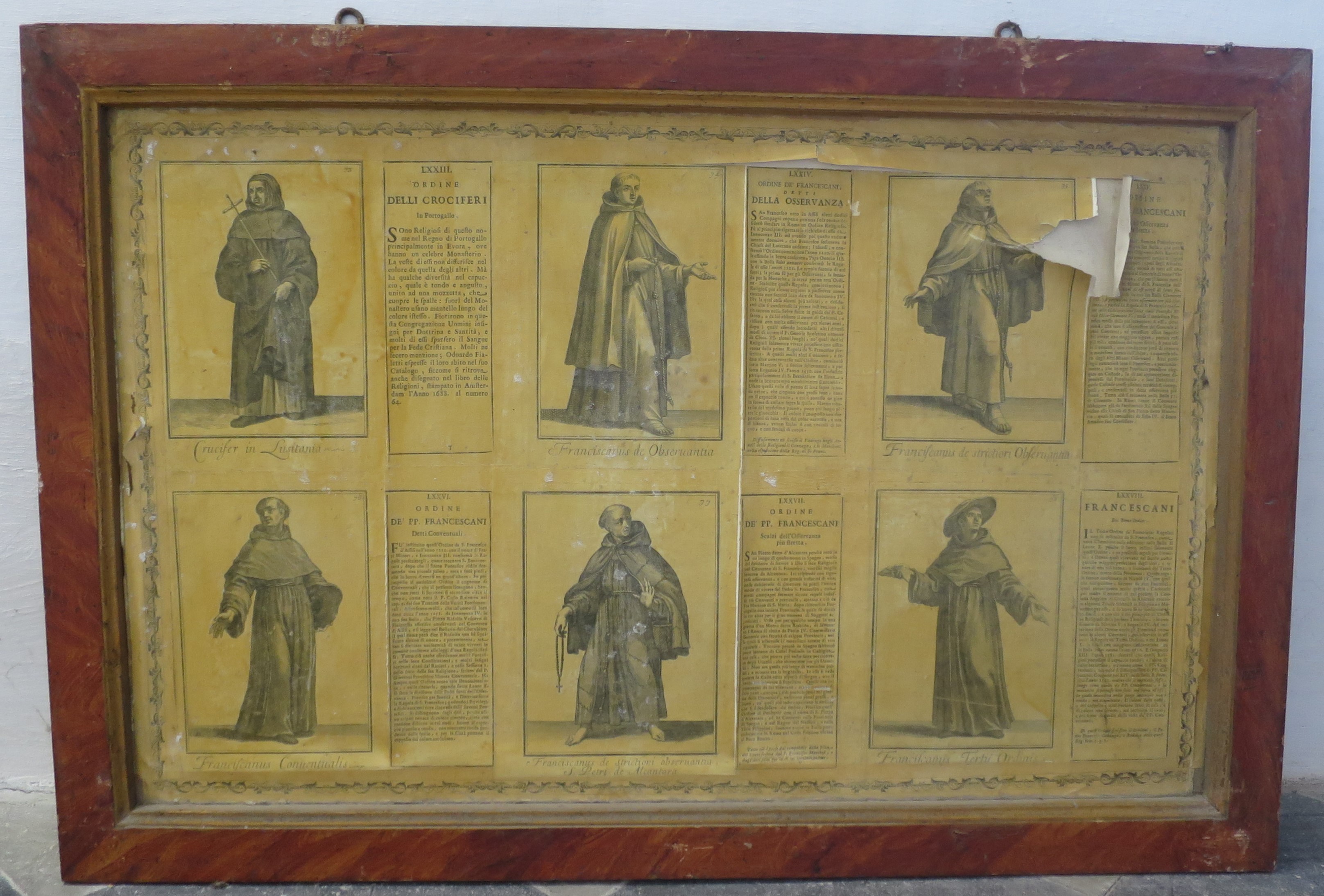 Ordini religiosi della chiesa militante, Ordine dei Crociferi; Ordine dei Francescani detti dell'Osservanza; Ordine dei Padri Francescani detti Conventuali o Scalzi dell'Osservanza più stretta (montaggio di stampe, serie) di Bonanni Filippo (primo quarto XVIII)