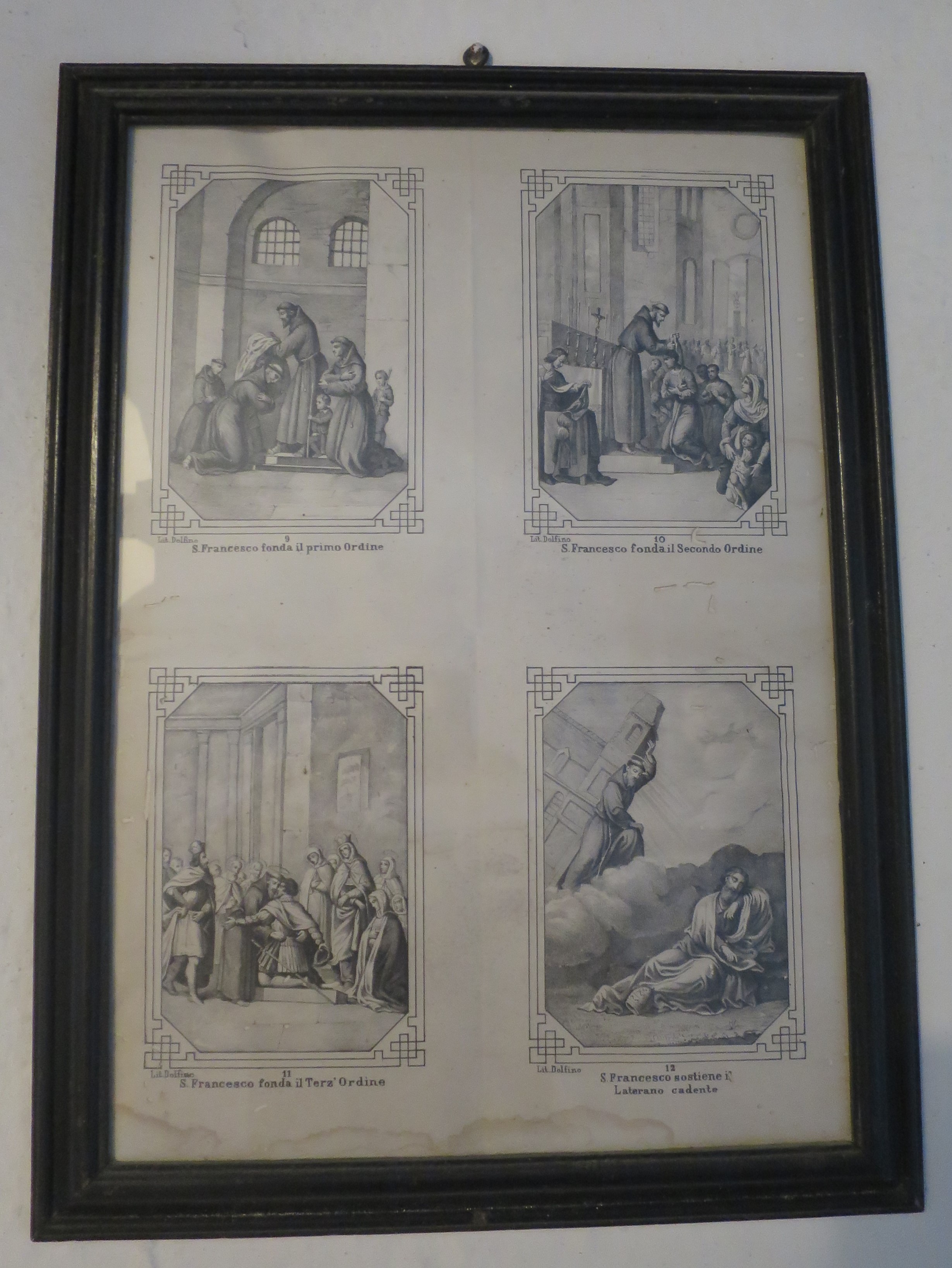 Episodi della vita di San Francesco, S. Francesco fonda il primo, il secondo e il terzo Ordine; S. Francesco sostiene il Laterano cadente (stampa, serie) di Dolfino (XX)