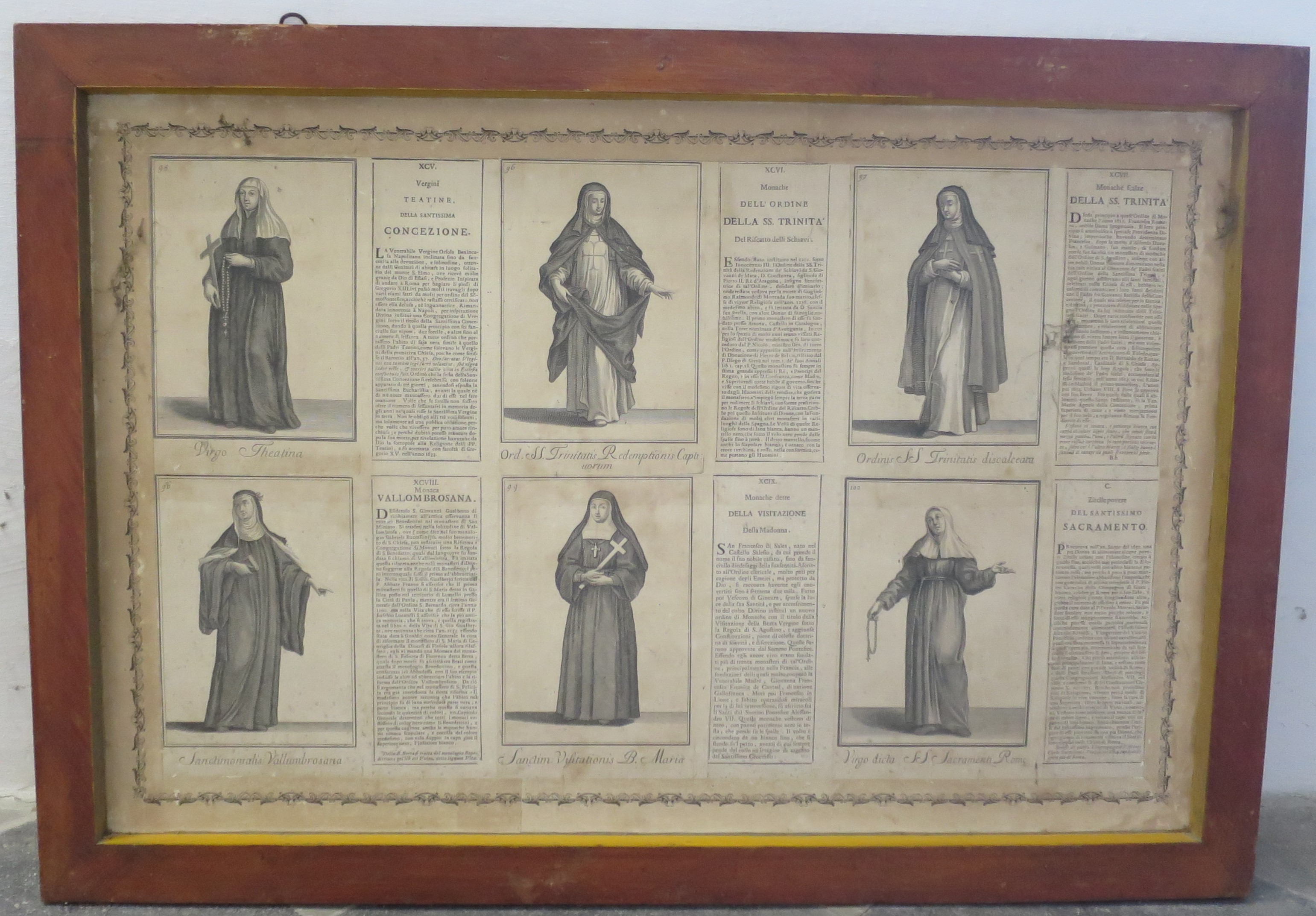 Ordini religiosi della chiesa militante, Vergini Teatine della Santissima Concezione; Monache dell'Ordine della SS. Trinità; Monache Scalze della SS. Trinità, Vallambrosane e dette della Visitazione della Madonna; Zitelle povere del SS. Sacramento (montaggio di stampe, serie) di Bonanni Filippo (primo quarto XVIII)