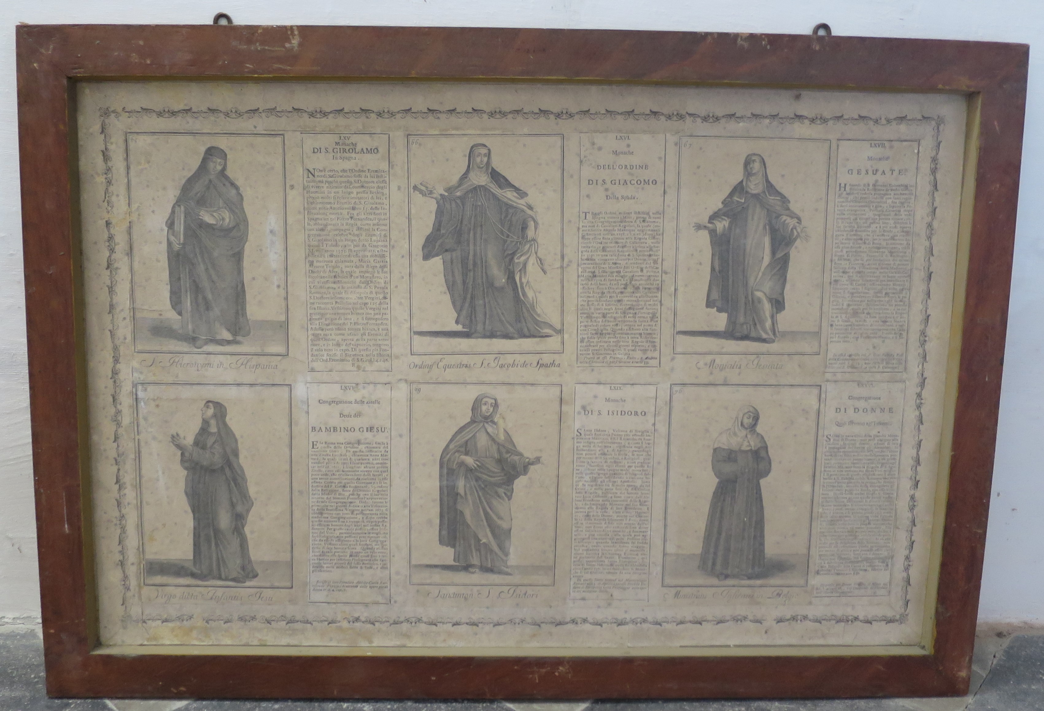 Ordini religiosi della chiesa militante, Monache di S. Girolamo, dell'Ordine di S. Giacomo, Gesuate e di S. Isidoro; Congregazione delle Zitelle dette del Bambino Gesù e Congregazione di Donne (montaggio di stampe, serie) di Bonanni Filippo (primo quarto XVIII)