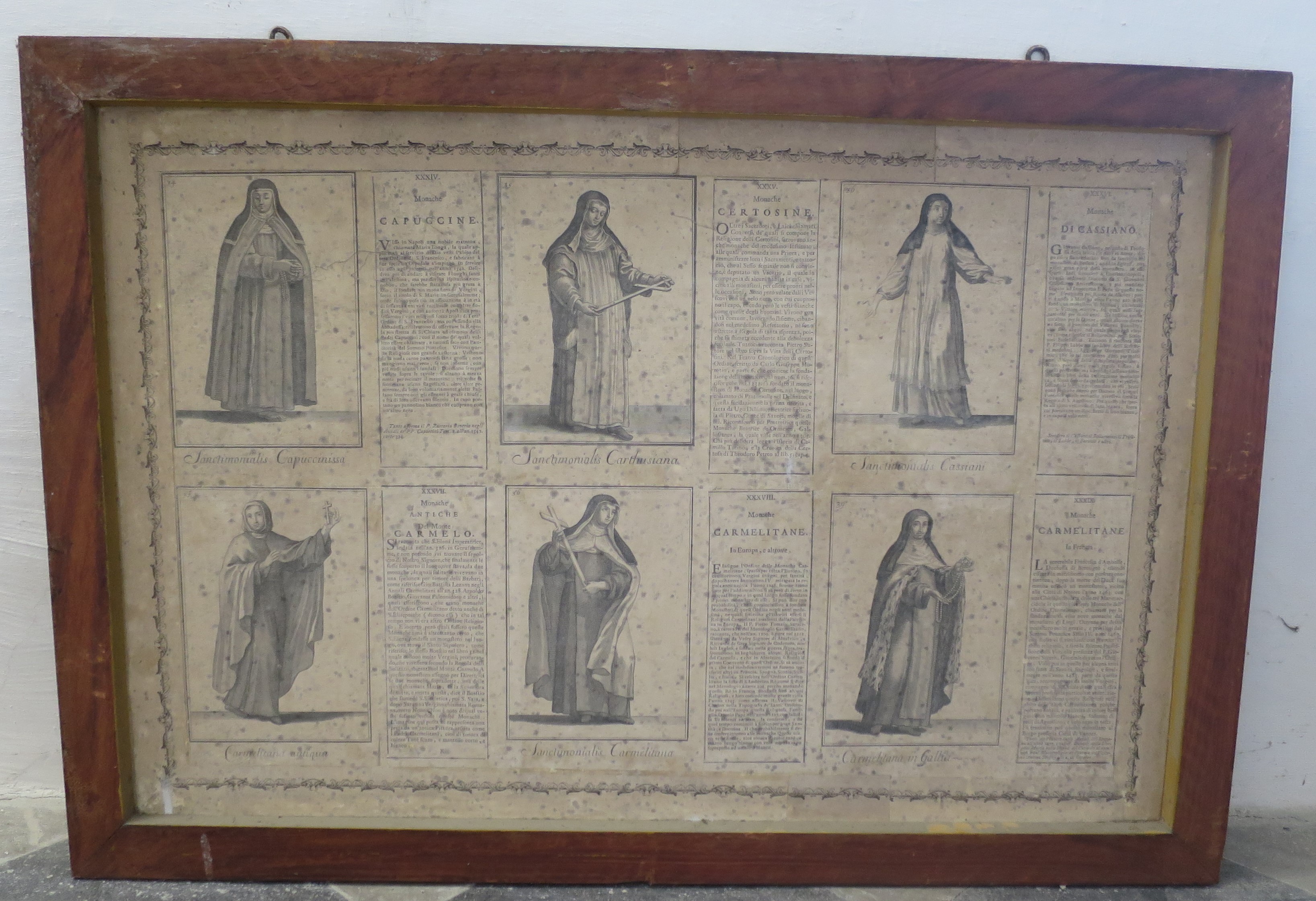 Ordini religiosi della chiesa militante, Monache Cappuccine, Certosine e Carmelitane; Monache di Cassiano e Antiche del Monte Carmelo (montaggio di stampe, serie) di Bonanni Filippo (primo quarto XVIII)