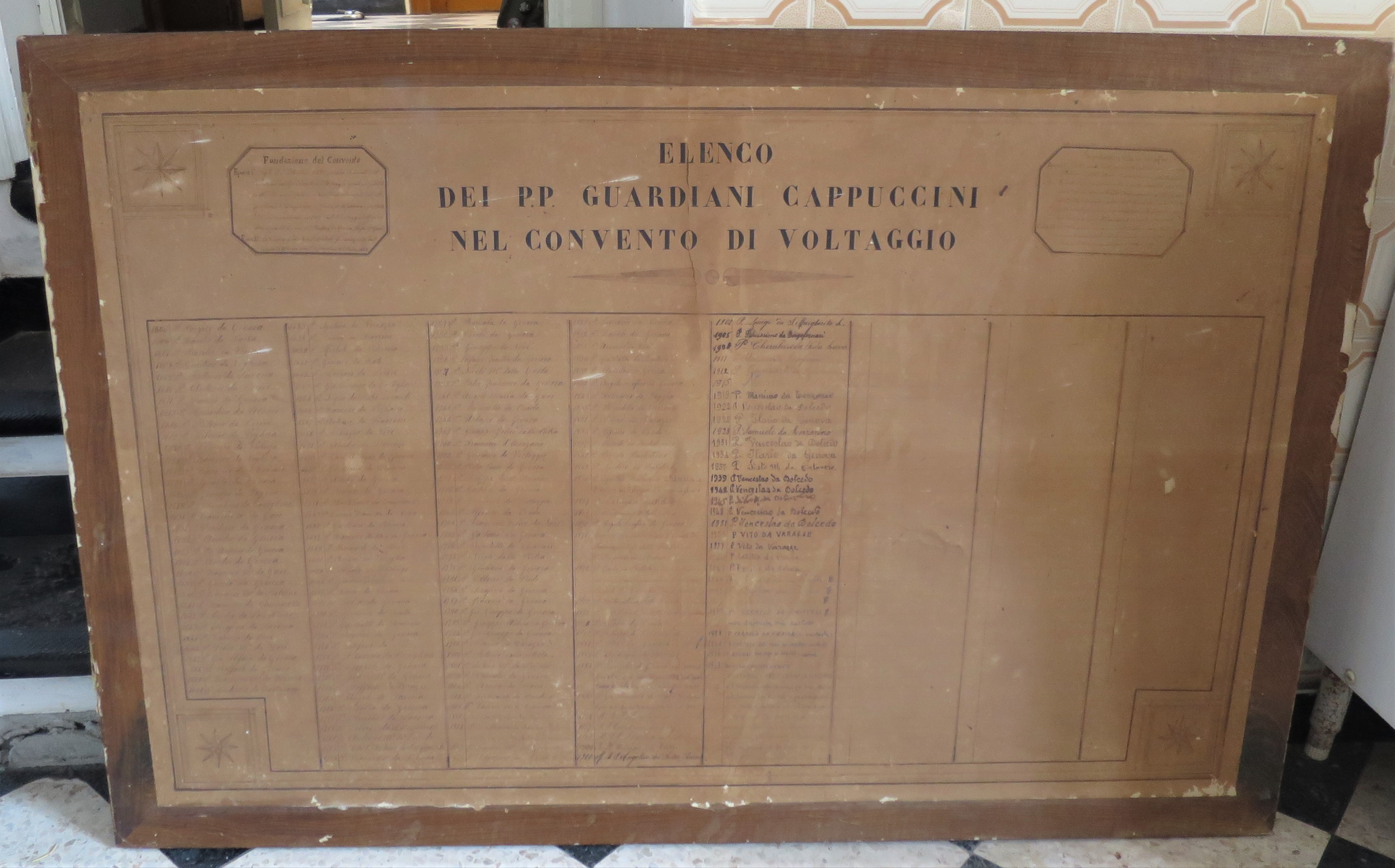 Elenco dei Padri Cappuccini del Convento di Voltaggio (stampa) - ambito ligure (metà/ metà XIX-XX)