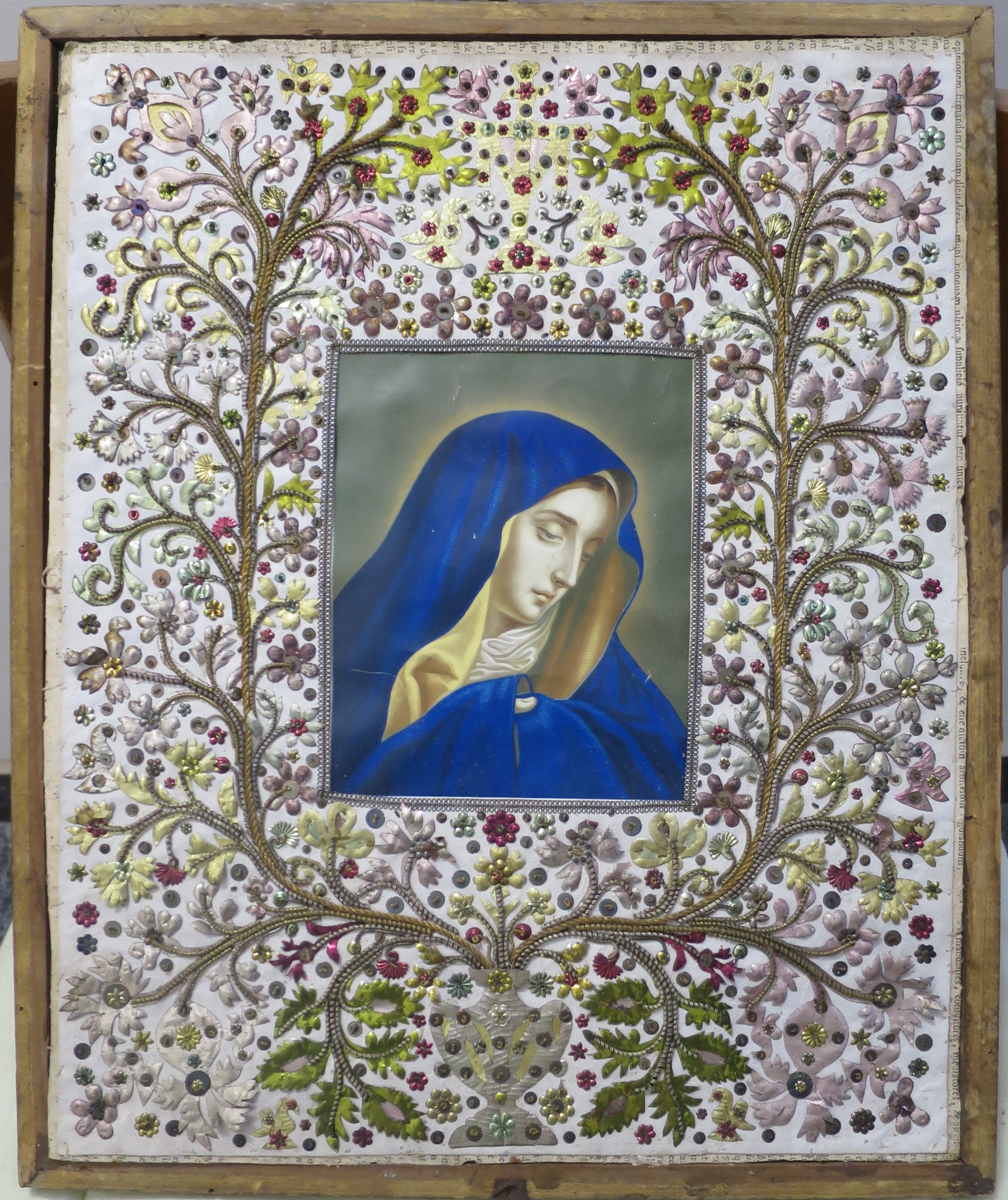 Madonna Addolorata con motivi decorativi floreali (stampa) - ambito ligure (primo quarto XX)