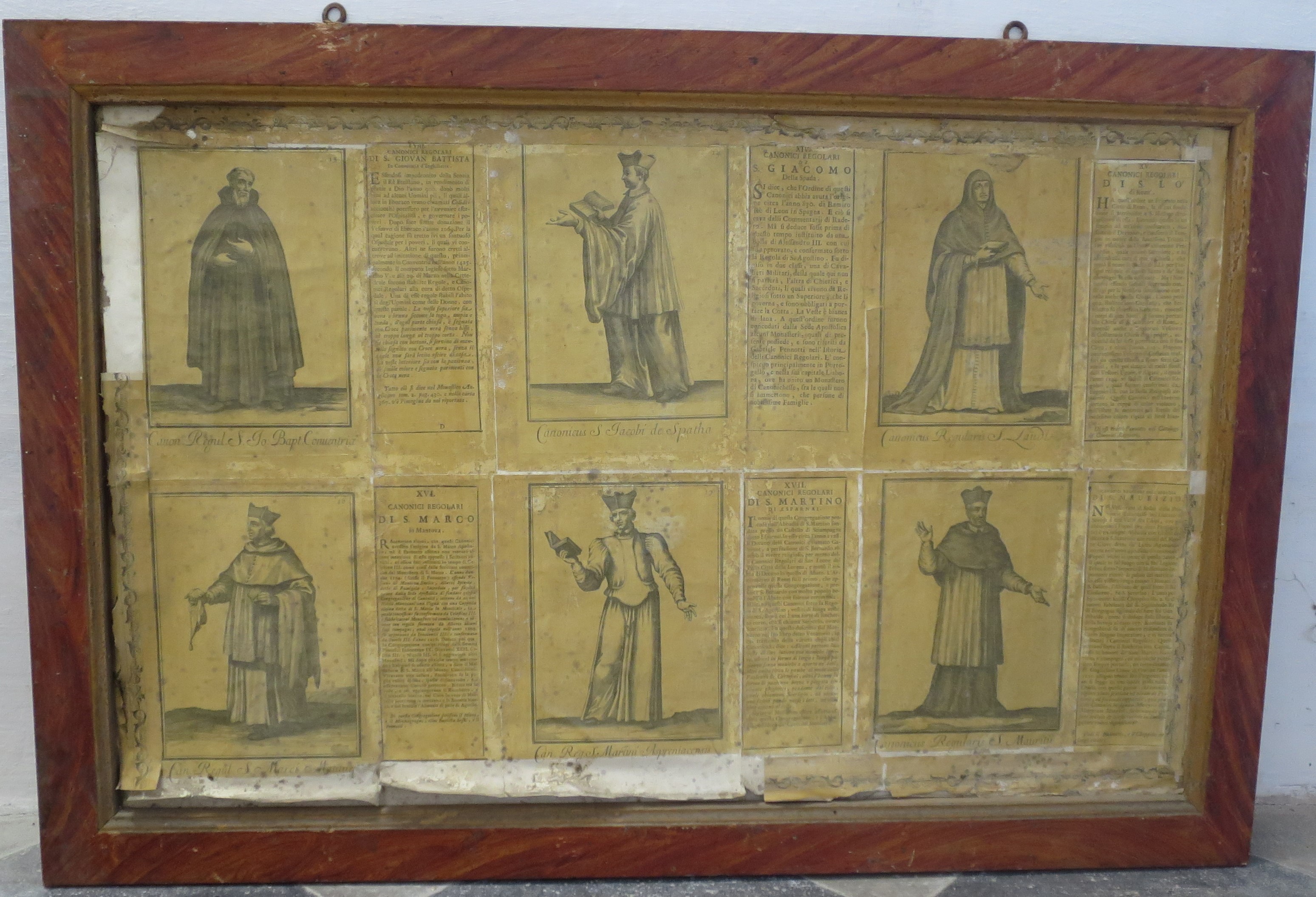 Ordini religiosi della chiesa militante, Canonici Regolari di S. Giovan Battista, di S. Giacomo della Spada, Dislò, di S. Marco, di S. Martino e di S. Maurizio (montaggio di stampe, serie) di Bonanni Filippo (primo quarto XVIII)