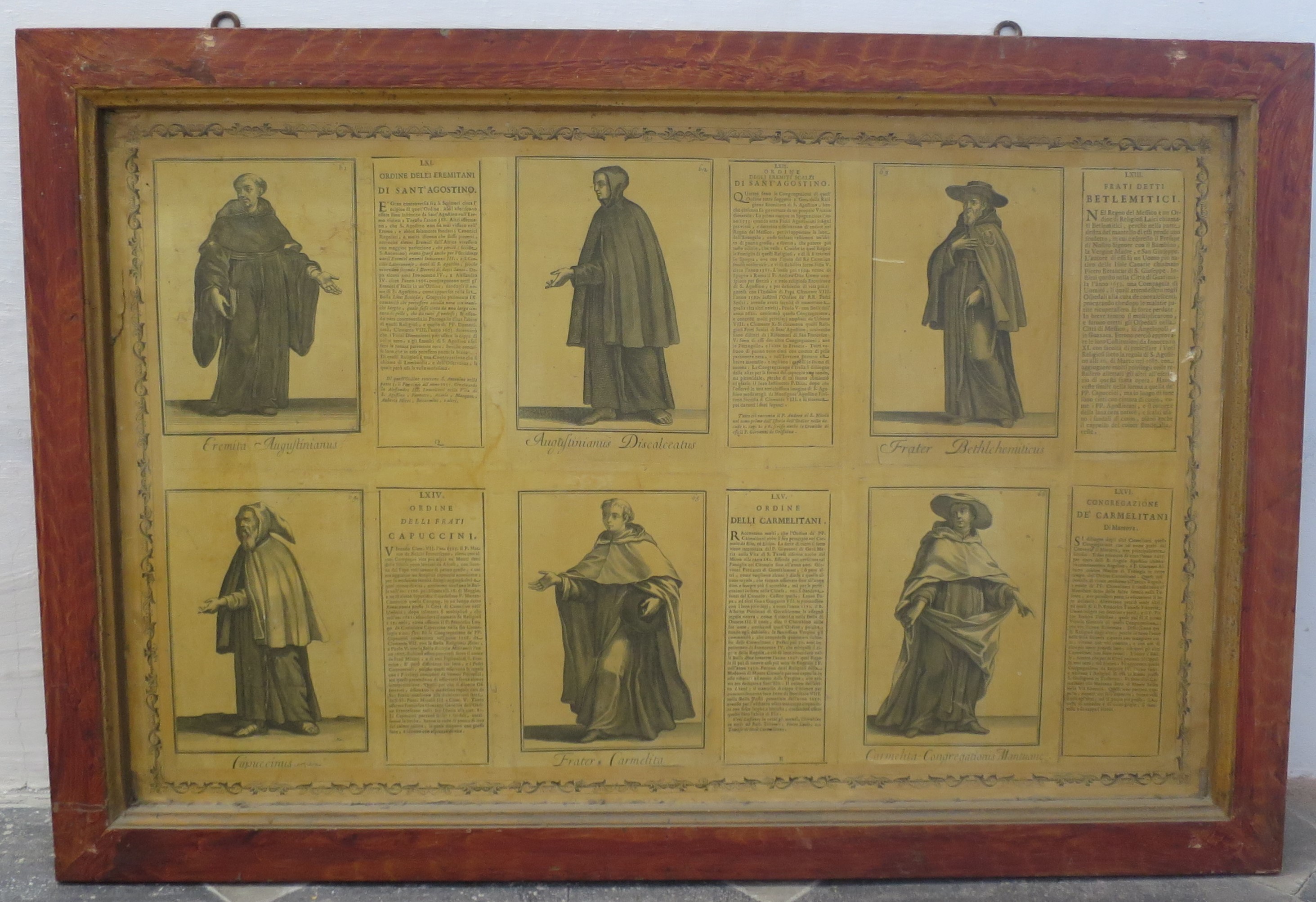 Ordini religiosi della chiesa militante, Ordine degli Eremitani e degli Eremiti Scalzi di Sant'Agostino; Frati detti Betlemitici; Ordine dei Frati Cappuccini; Ordine e Congregazione dei Carmelitani (montaggio di stampe, serie) di Bonanni Filippo (primo quarto XVIII)