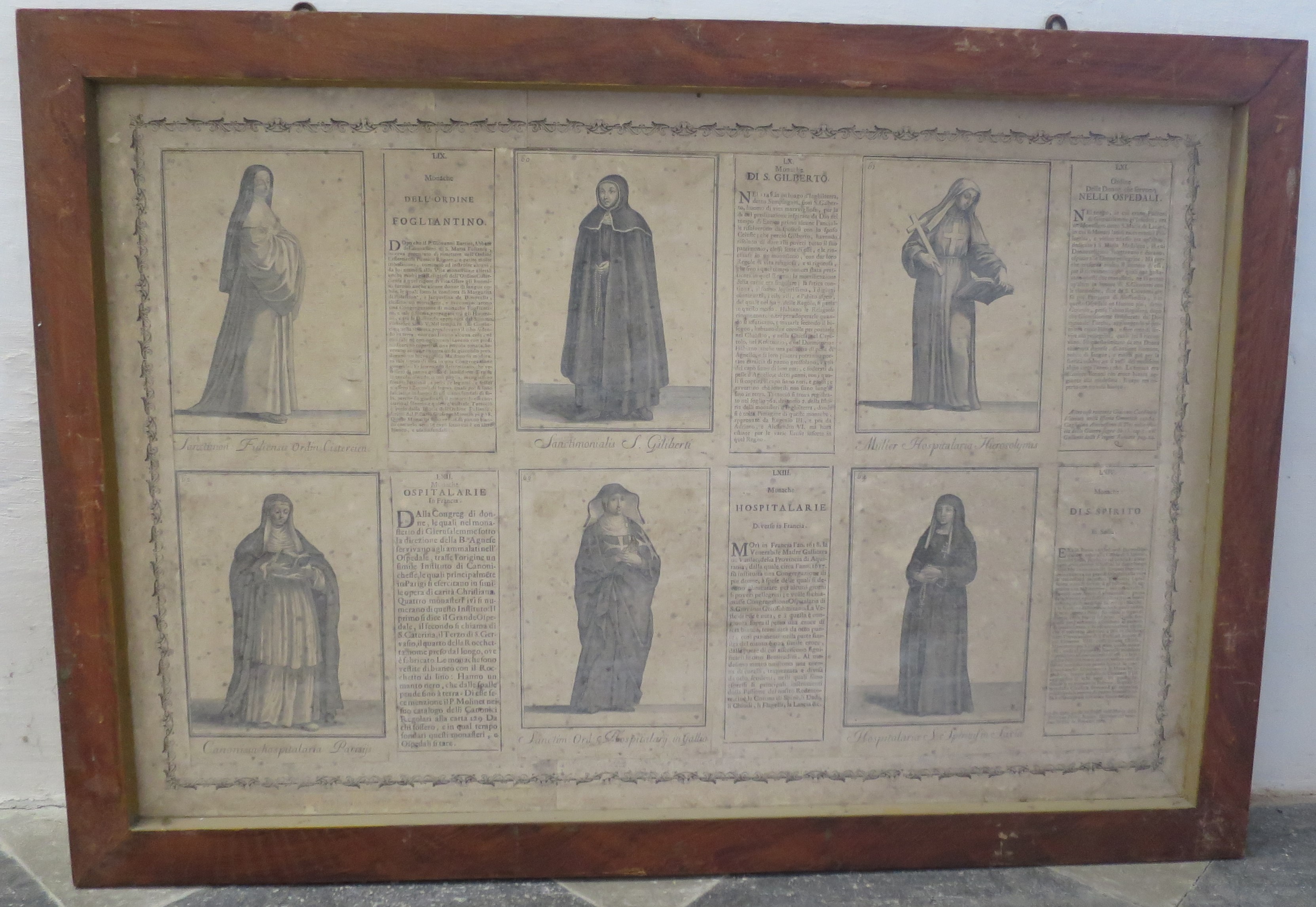 Ordini religiosi della chiesa militante, Monache dell'Ordine Fogliantino, di S. Gilberto, Ospitalarie e di S. Spirito; Ordine delle donne che servono negli ospedali (montaggio di stampe, serie) di Bonanni Filippo (primo quarto XVIII)
