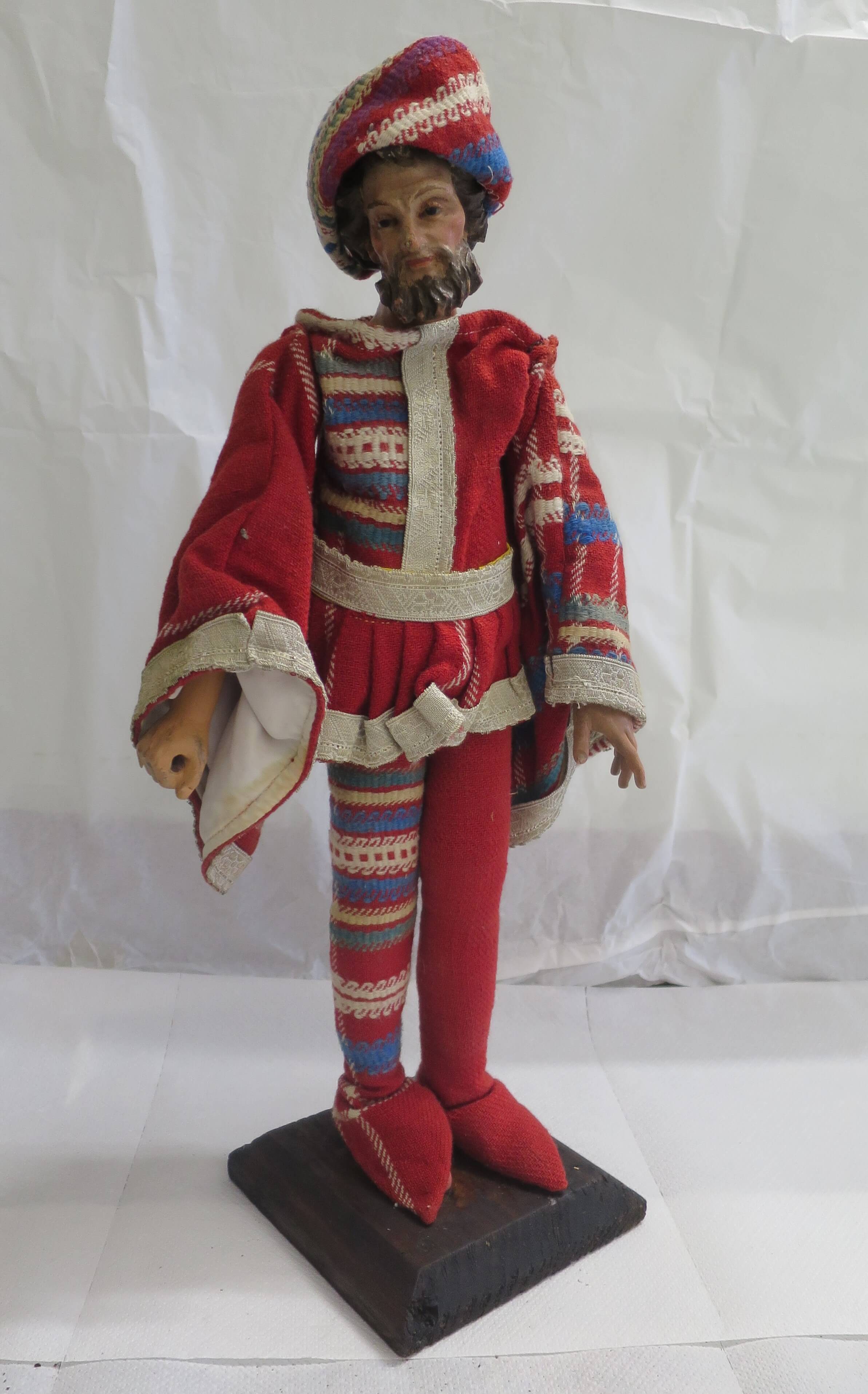 Re Magio (statuetta di presepio, elemento d'insieme) - manifattura genovese (XVIII)