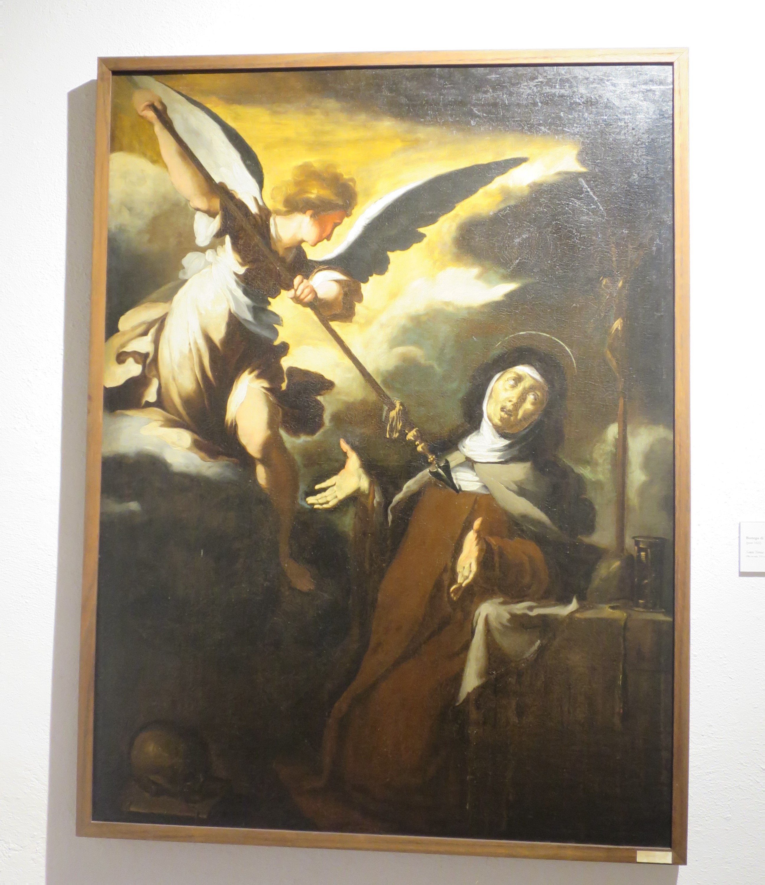 Santa Teresa d'Avila e l'angelo, Santa Teresa d'Avila vede un angelo che le affonda un lungo dardo nel petto (dipinto) di Strozzi Bernardo (bottega) (XVII)