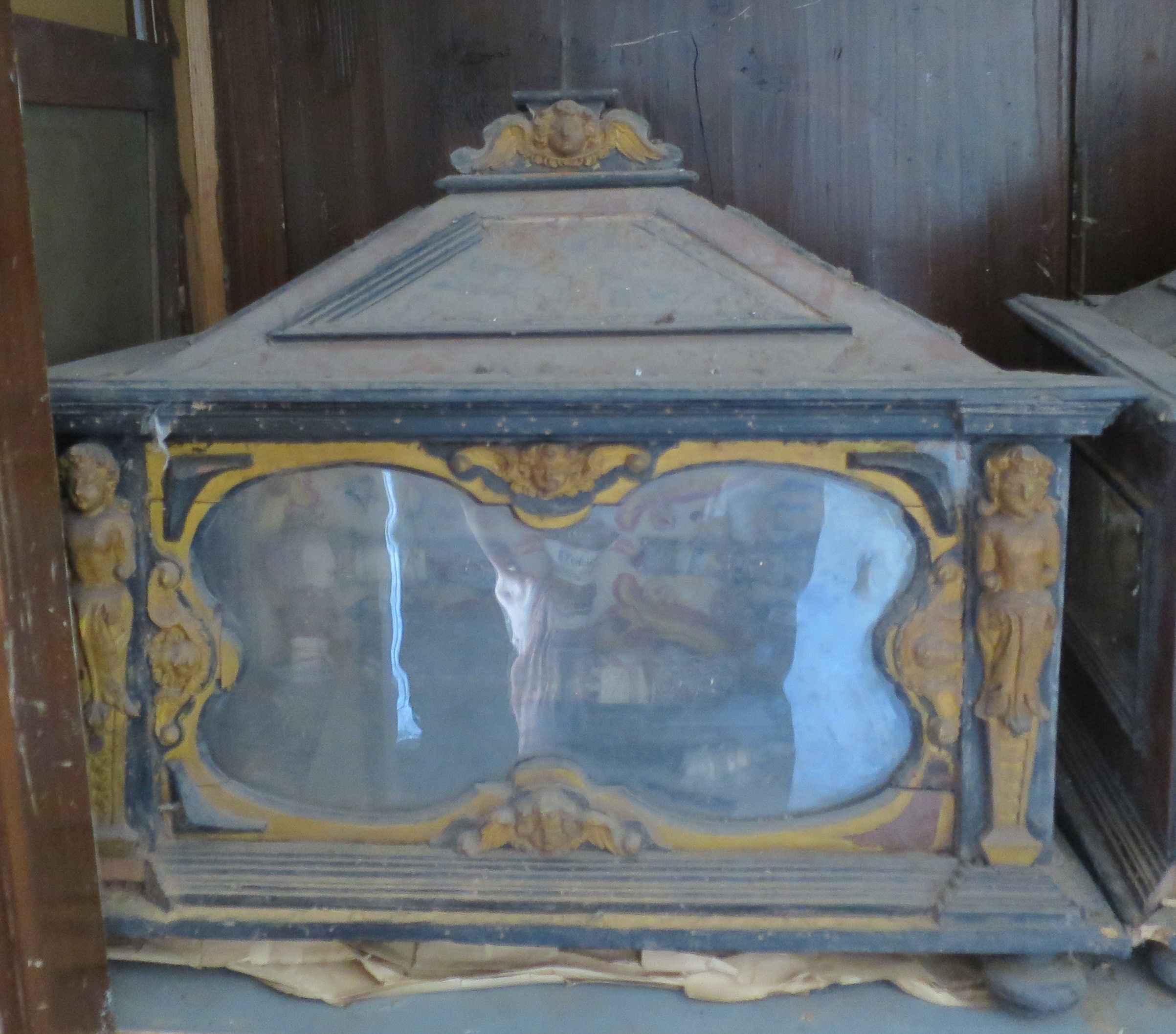 telamoni, cherubini e volute (reliquiario - a urna) - ambito lombardo (prima metà XVII)