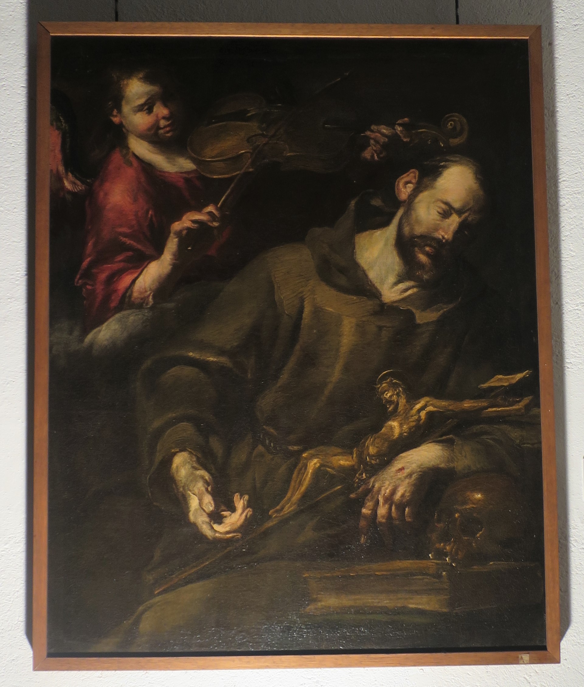 Estasi di San Francesco e l'angelo musicante, San Francesco consolato dalla musica dell'angelo (dipinto) - ambito genovese (XVII)