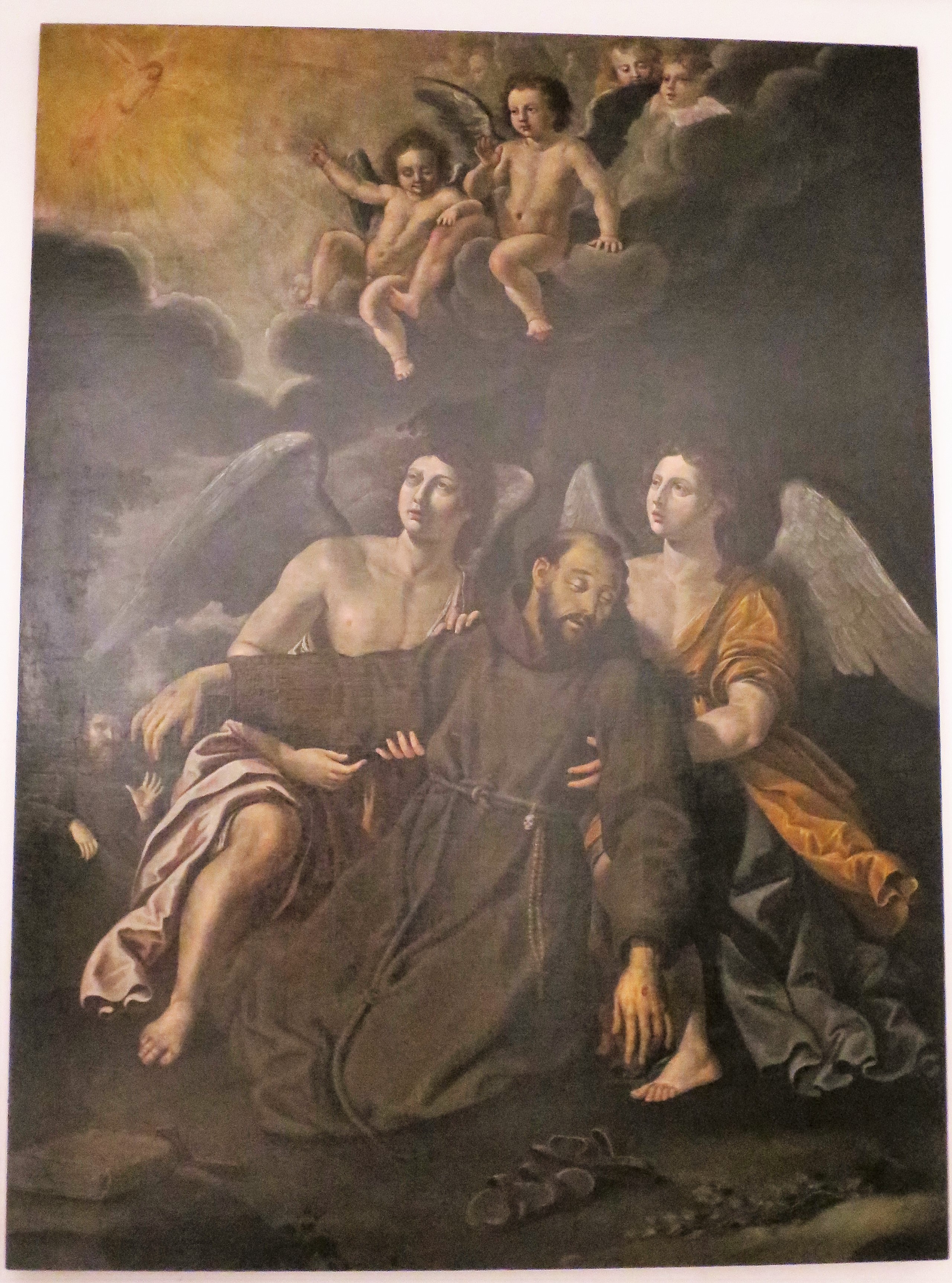 San Francesco sorretto da due angeli (dipinto) - ambito piemontese (XVII)