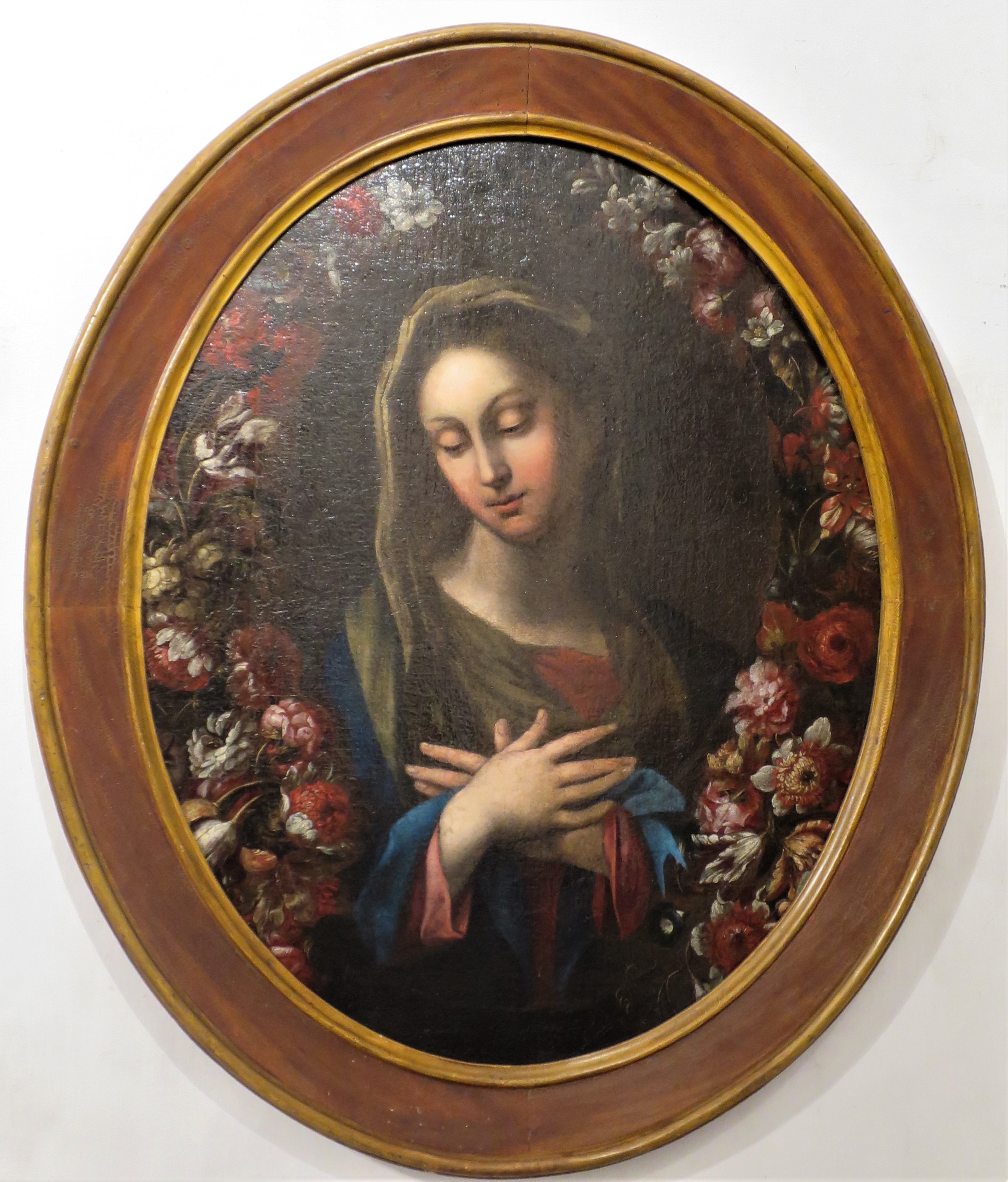 Immacolata in ghirlanda di fiori, Madonna entro una ghirlanda di fiori (dipinto) di Camogli Stefano detto Camoglino (attribuito) (XVII)